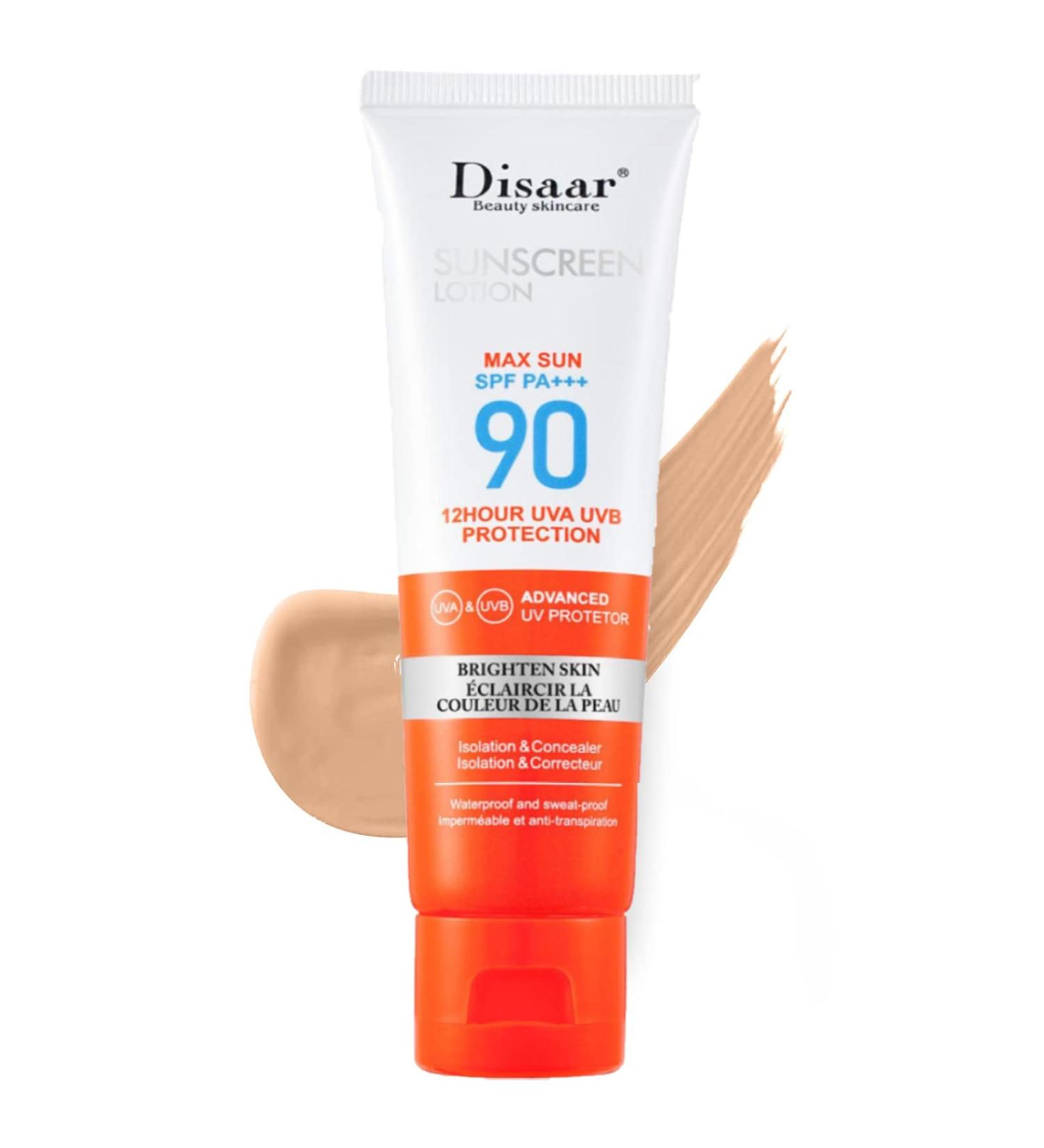 Tinted Sunscreen SPF 90 - Ultra-Light Fluid Broad Spectrum Face Sunscreen with Vitamin E & Niacinamide - Oil-Free Formula for UVA and UVB Protection - 1PC - Buy Online on SooperMarket.com
