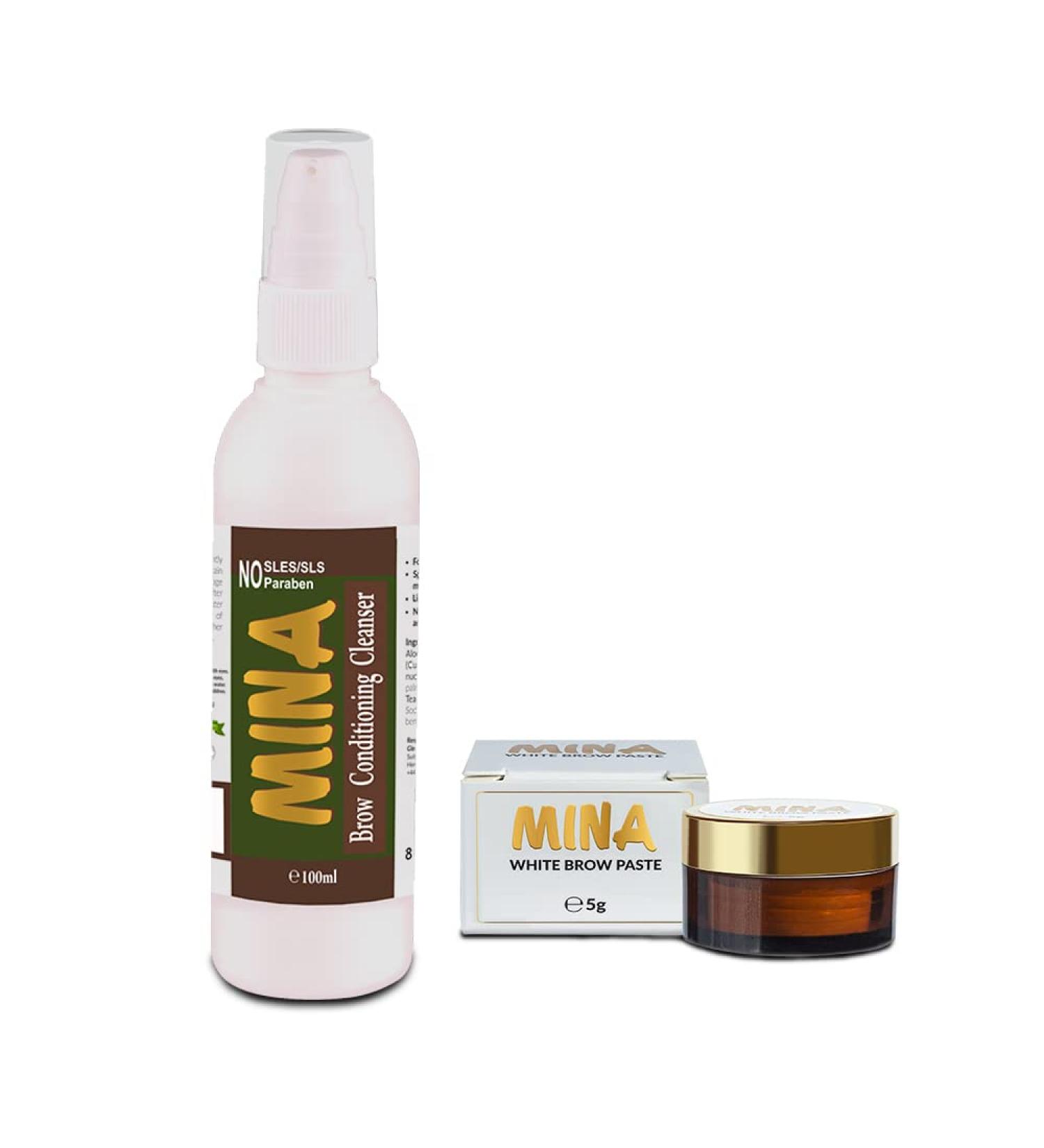 MinaiBrow Eyebrow Conditioning Cleanser 100ml + White Brow Paste 5g | Hydrating, Moisturizing, Brow Mapping & Shaping - Buy Online on SooperMarket.com