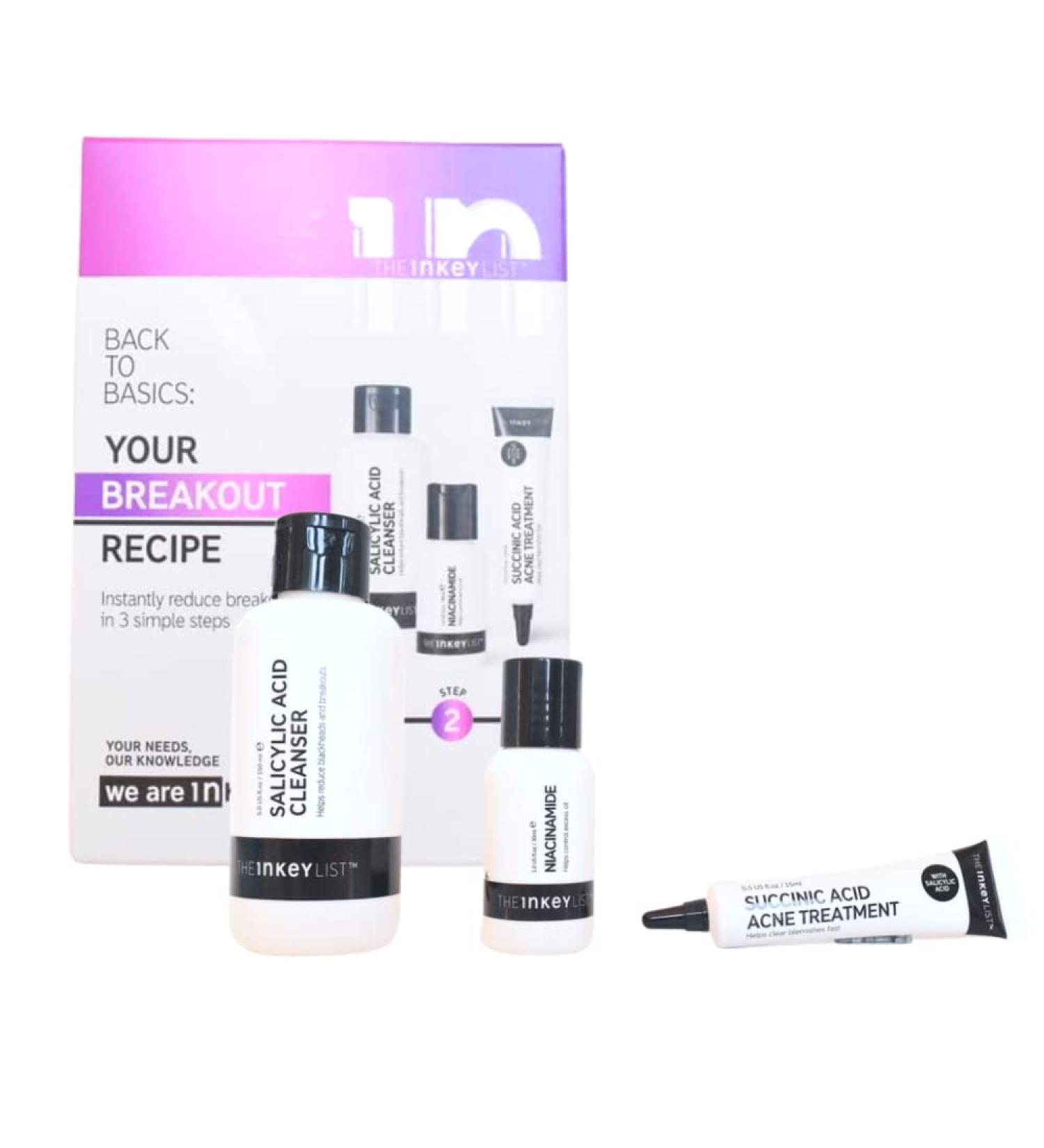 INKEY List Back to Basics: Acne Skincare Set | Salicylic Acid Cleanser Niacinamide Serum & Succinic Acid Treatment | Buy Internationally - Buy Online on SooperMarket.com