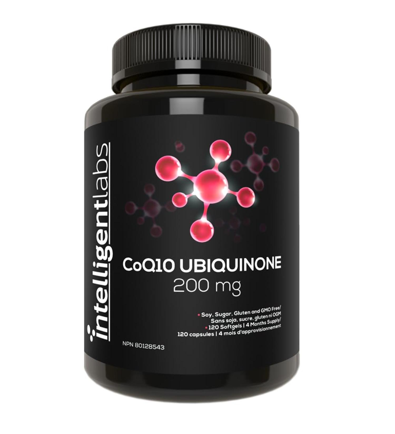 Intelligent Labs CoQ10 Ubiquinone 200mg Softgels | Coenzyme Q10 with MCT Oil for Max Absorption | Soy Sugar Gluten and GMO-Free | 120 Servings | 4 Months Supply - Buy Online on SooperMarket.com
