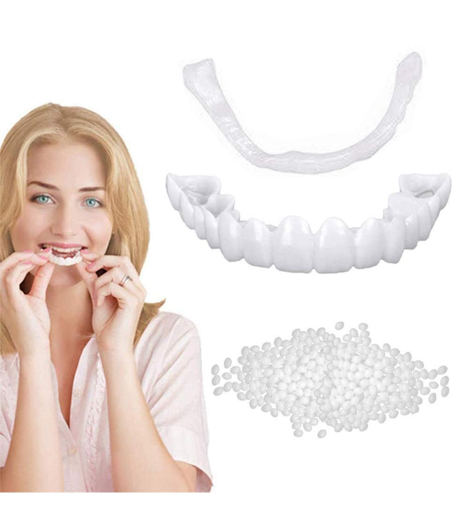 4-Piece Snap-In Veneers - Comfort Fit Fake Teeth for Perfect Smile | Beautiful Dentures for Broken Teeth - Buy Online on SooperMarket.com