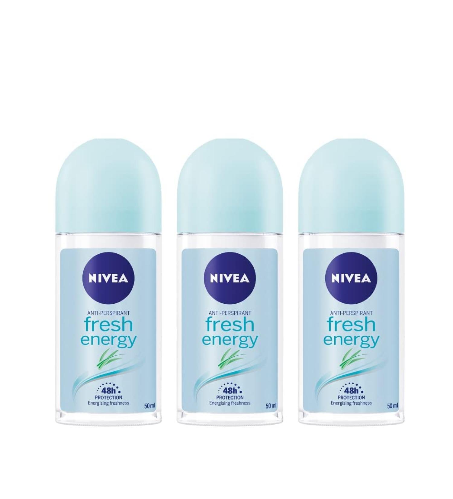 Nivea Deo Roll on 50ml. (Pack of 3) (Energy Fresh) 1.7 Fl Oz (Pack of 3) Fresh - Buy Online on SooperMarket.com