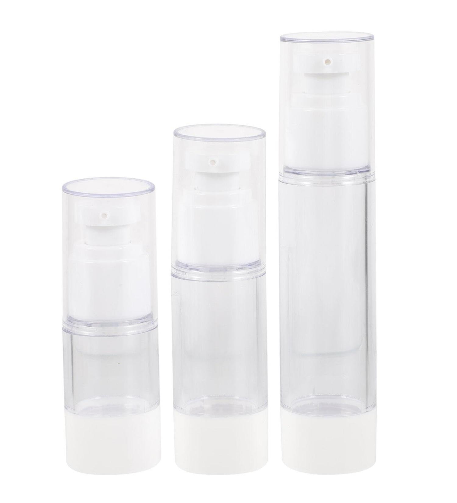 Lurrose 3PCS 15/30/50ml Airless Pump Bottles Press Pump Cosmetics Container Essence Cleanser Emulsion Storage Dispenser for Travel White - Buy Online on SooperMarket.com