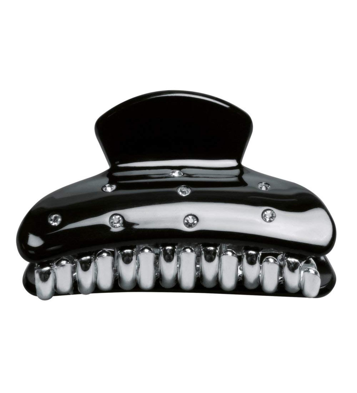 Titania hair clip black approx. 7 cm with rhinestones