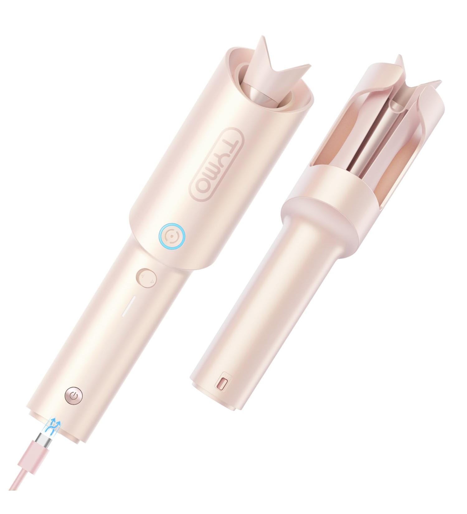 Buy TYMO Curlgo Eco 1 Inch Cordless Automatic Rotating Curling Iron - Dual Voltage Travel Hair Curler for Beach Waves Safe & Tangle-Free Gold Blush - Buy Online on SooperMarket.com