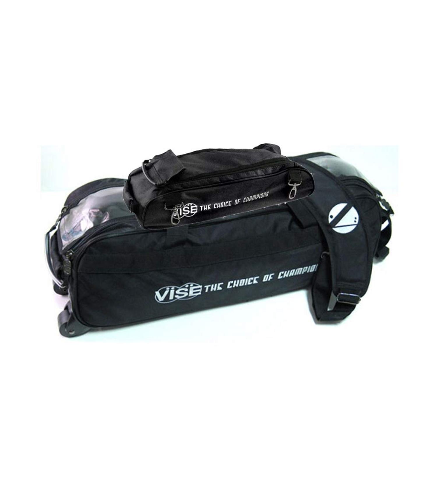 Vise Clear Top 3 Ball Tote Roller Bowling Bag with Shoe Bag- Black