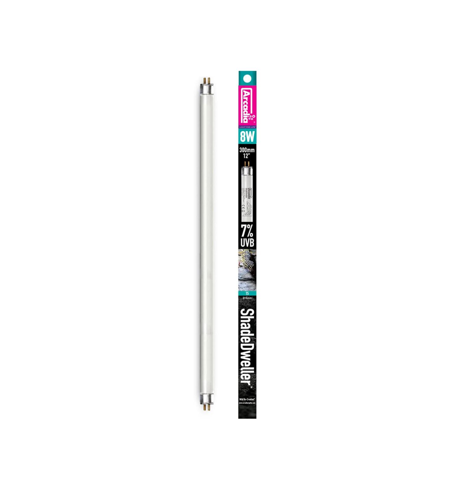 Arcadia Reptile - ShadeDweller Reptile Lamp - 7% UV Lamp 8 Watt - 12 Month Lamp Life - Full-Spectrum Output - Provides Essential Vitamin D3 - Perfect for Species in Ferguson Zones 1-2