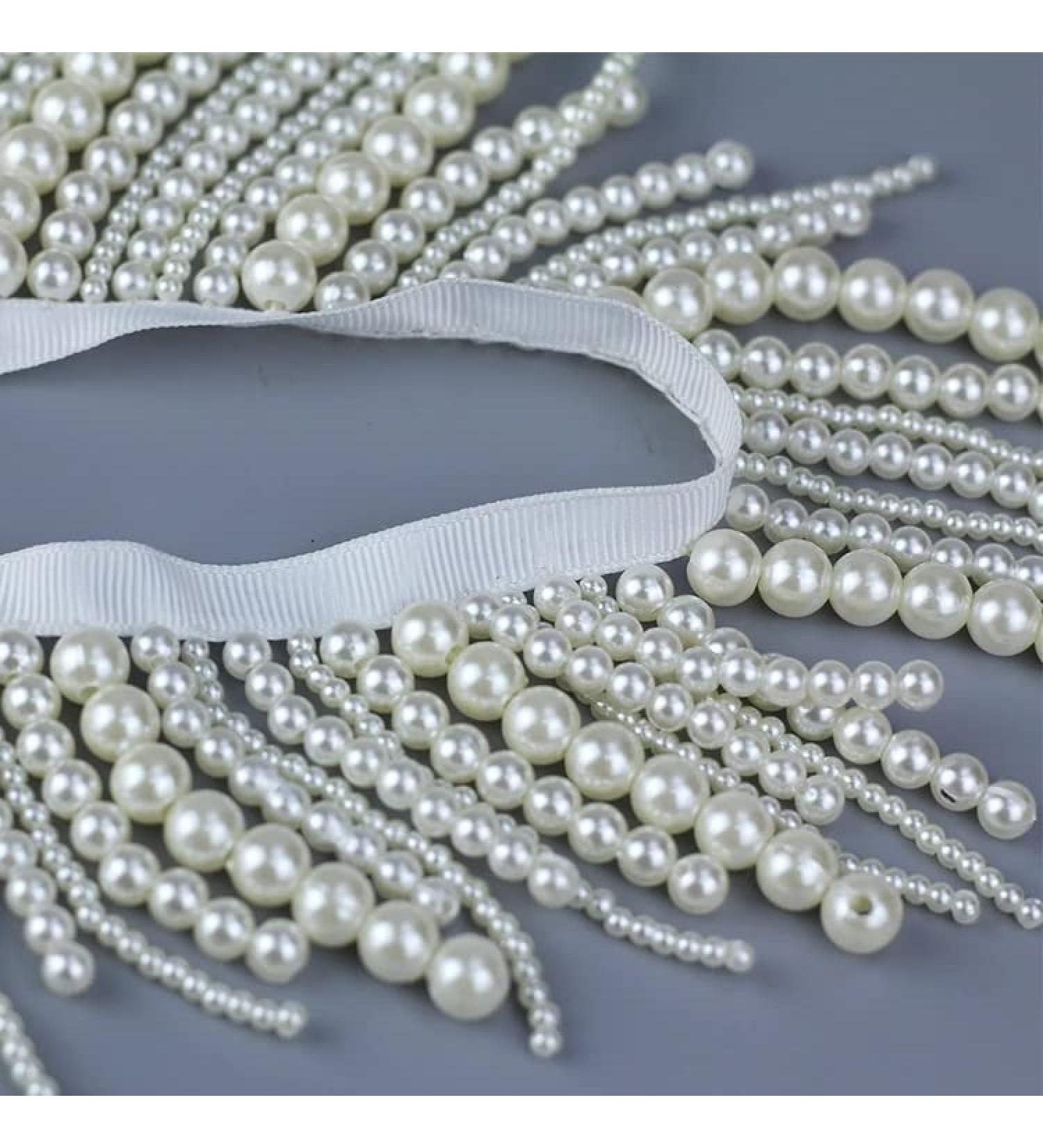 Yulakes 1 Yard White Black Pearl Fringe Beaded Lace Trim for Garments & Decor - White Color Option - Buy Online on SooperMarket.com