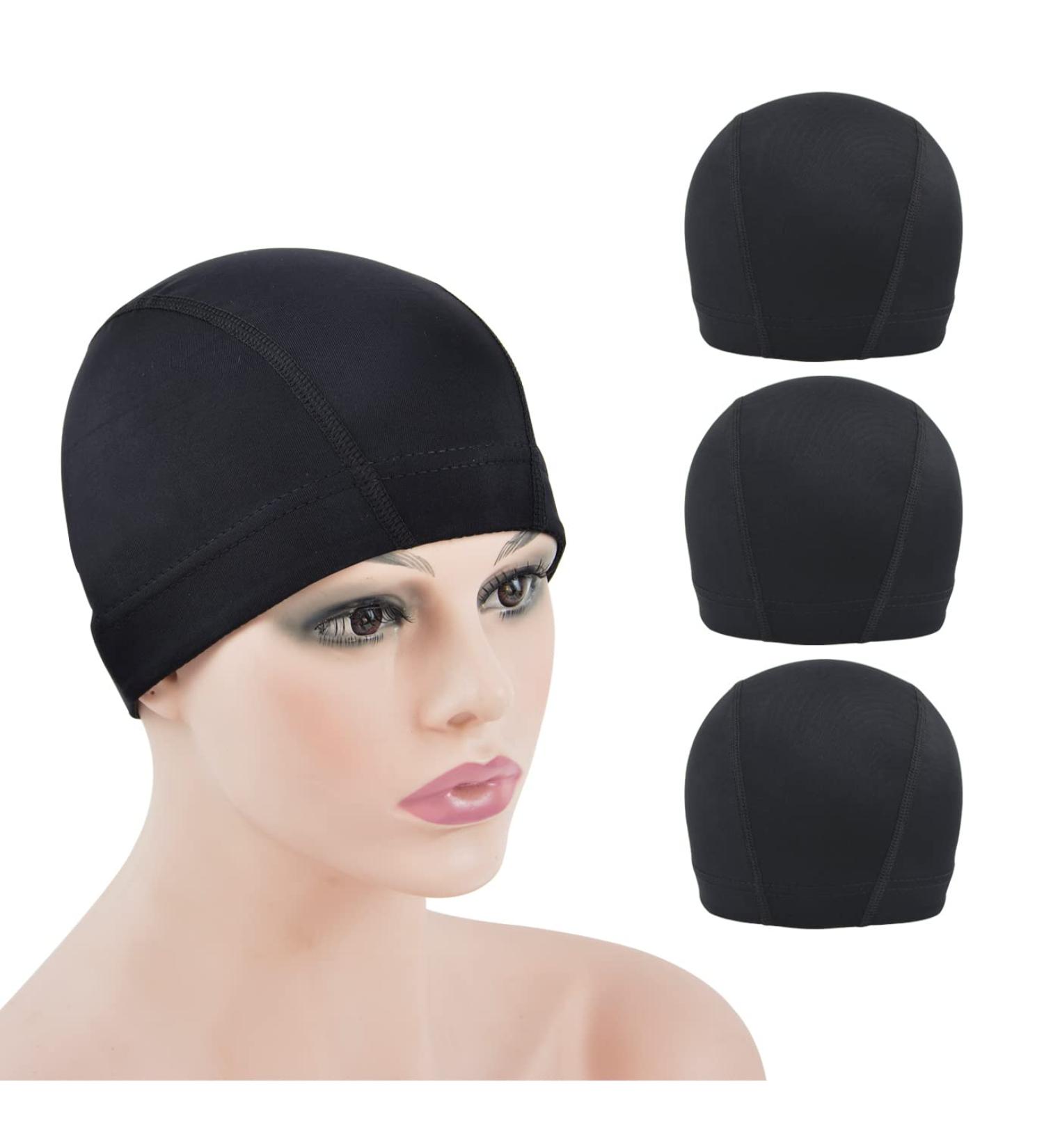 3 Pcs Stretchy Black Dome Cap Wig Caps with Wide Elastic Band - M Size - Buy Online on SooperMarket.com