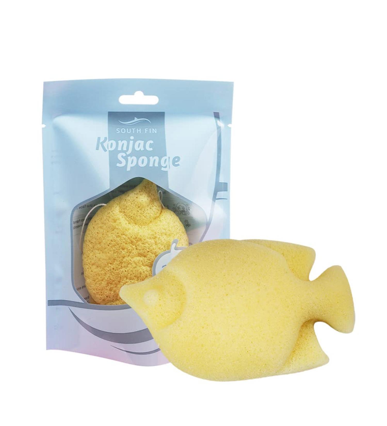 Verdant Touch Flutter Fish Shape Natural Flutter Face and Body Care Sponges Light Yellow Dry
