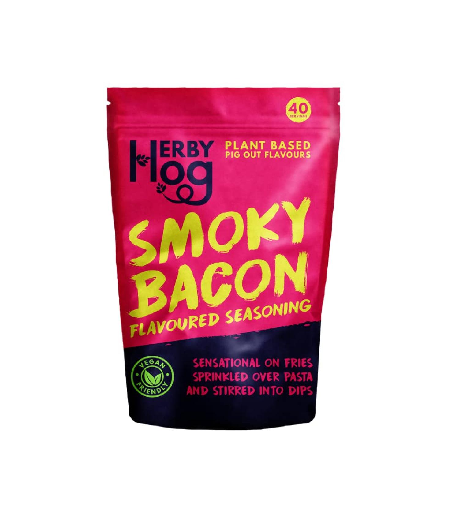 Bacon Seasoning - Smoky - 200g - Plant Based Vegan Friendly - 40 Servings - Resealable Packet - Made in the UK by Herby Hog - Buy Online on SooperMarket.com