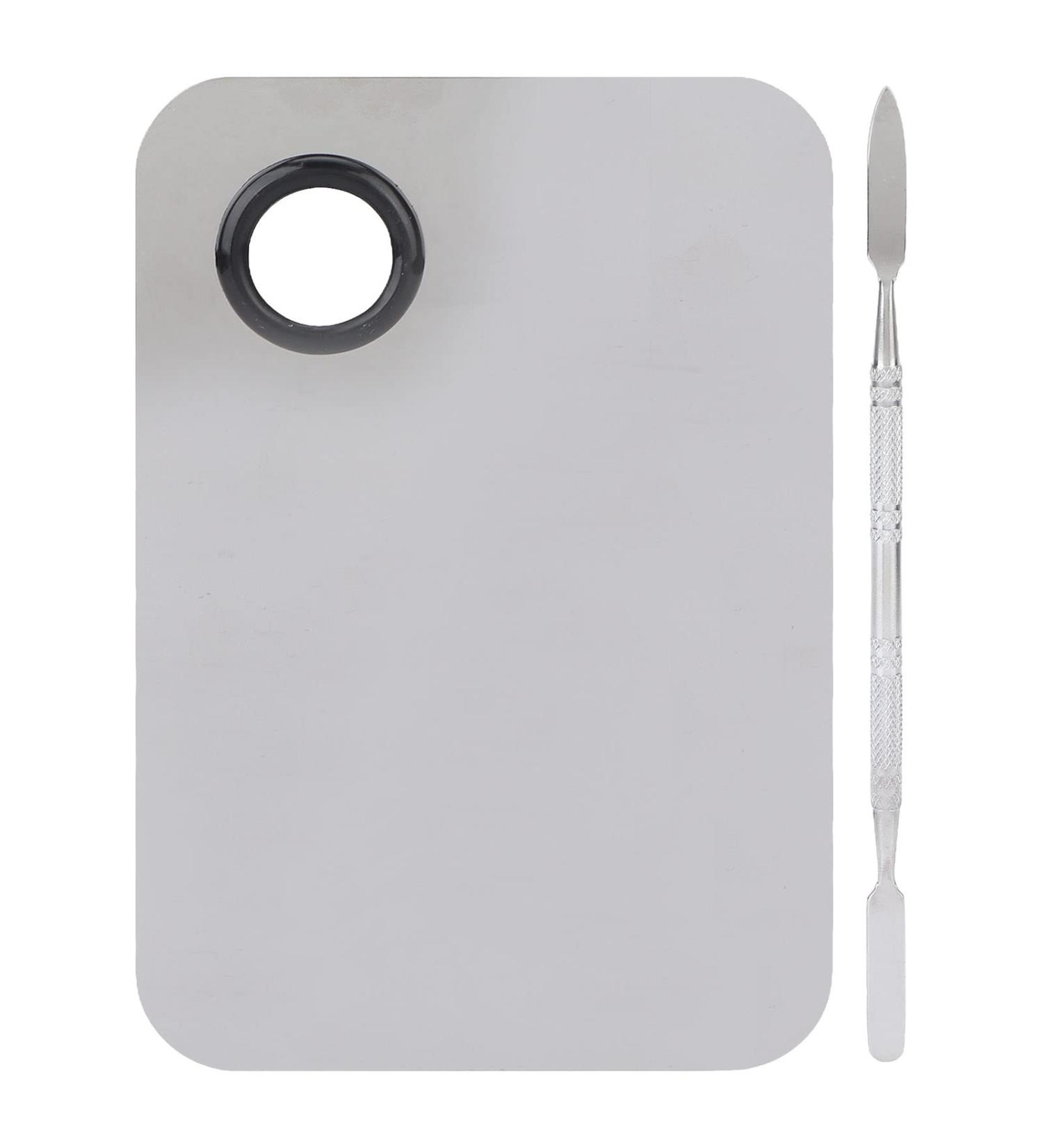 Buy Stainless Steel Mixing Palette & Spatula - Professional Cosmetic Makeup & Nail Art Tools for Perfect Blends | International Shipping Available - Buy Online on SooperMarket.com