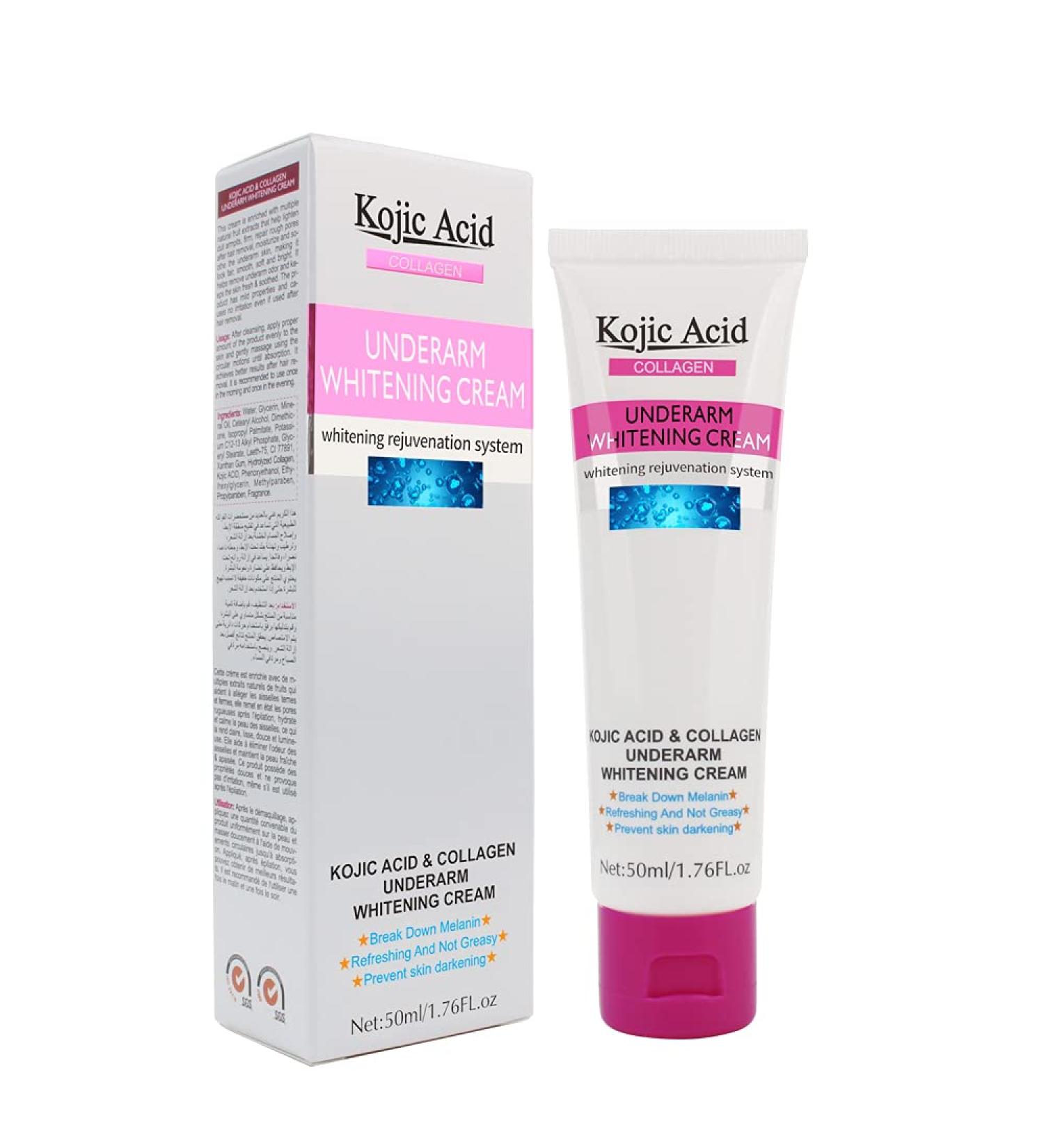 Kojic Acid Skin Whitening Cream for Intimate Areas | Dark Spot Corrector & Bleaching Cream for Body Underarms Knees Elbows | 1.7oz Collagen Milk Formula - Buy Online on SooperMarket.com