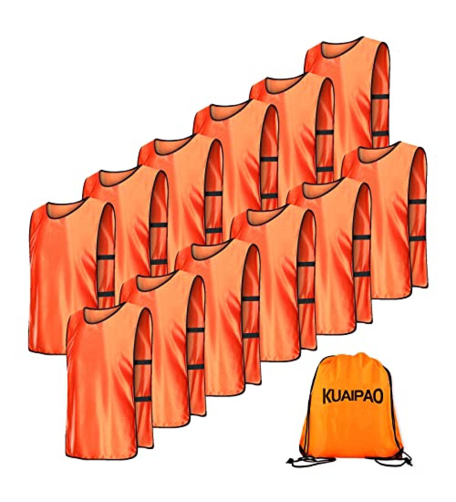 KUAIPAO Soccer Pinnies Training Vests - Orange, Size Large | Team Practice Jersey for Kids, Youth, and Adults - Buy Online on SooperMarket.com