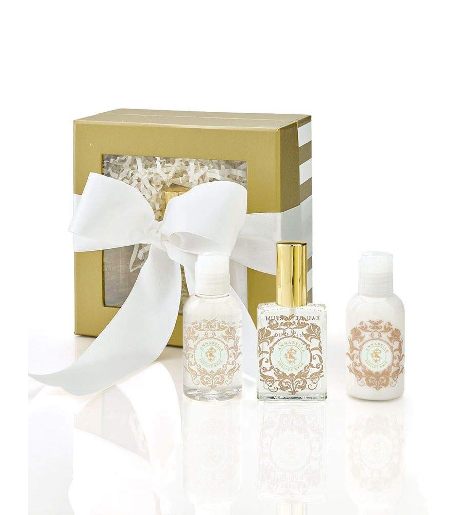 Shelley Kyle Annabelle Mini Gift Set Includes Travel Size Perfume Lotion And Shower Gel Packaged in Beautiful Cream and Gold Gift Box with Ribbon - Buy Online on SooperMarket.com