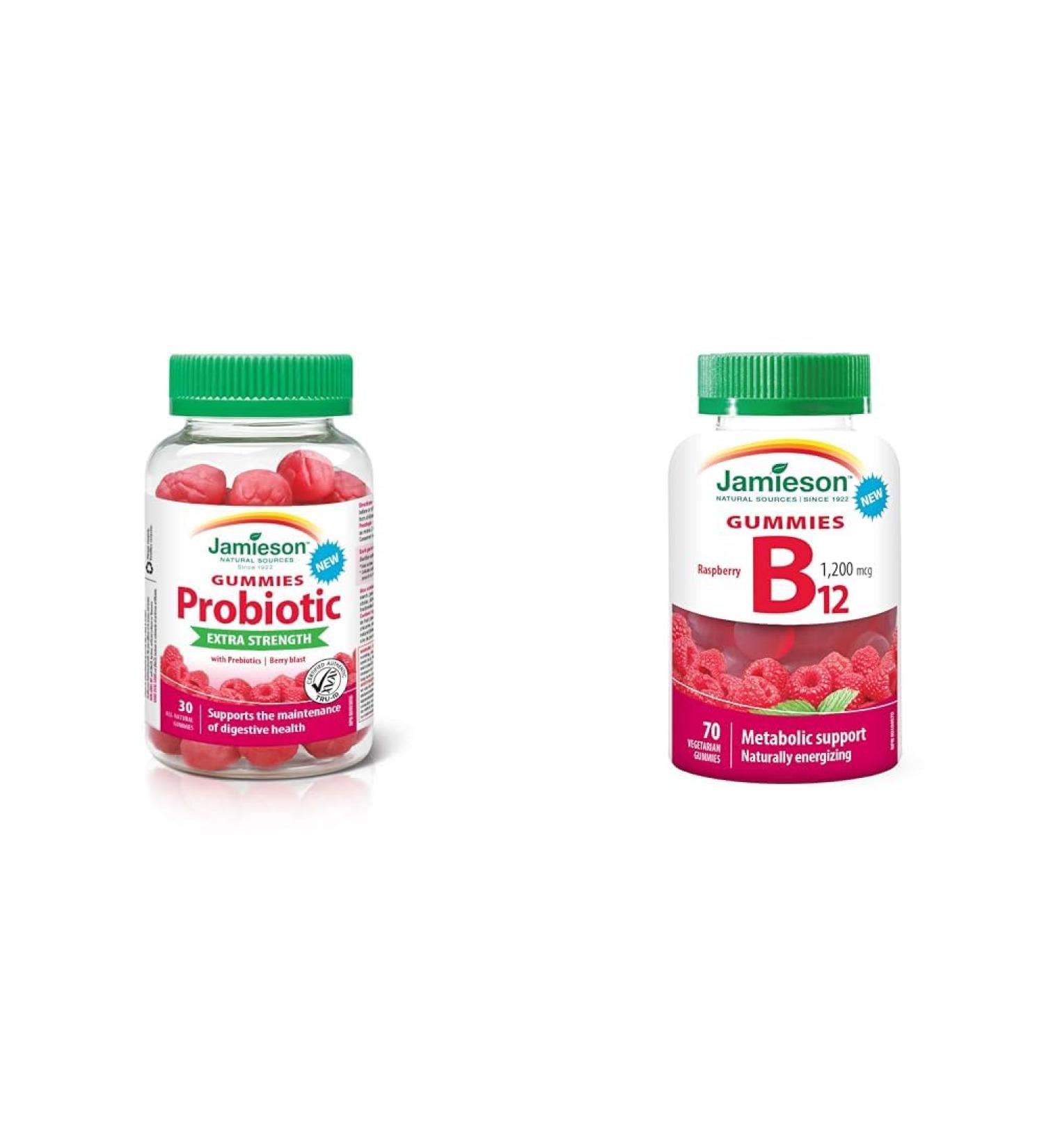 Jamieson Extra Strength Probiotic Gummies 30 Gummies & B12 Gummy NEW 70 Gummies Nutritional Supplement+ B12 Gummy - Buy Online on SooperMarket.com