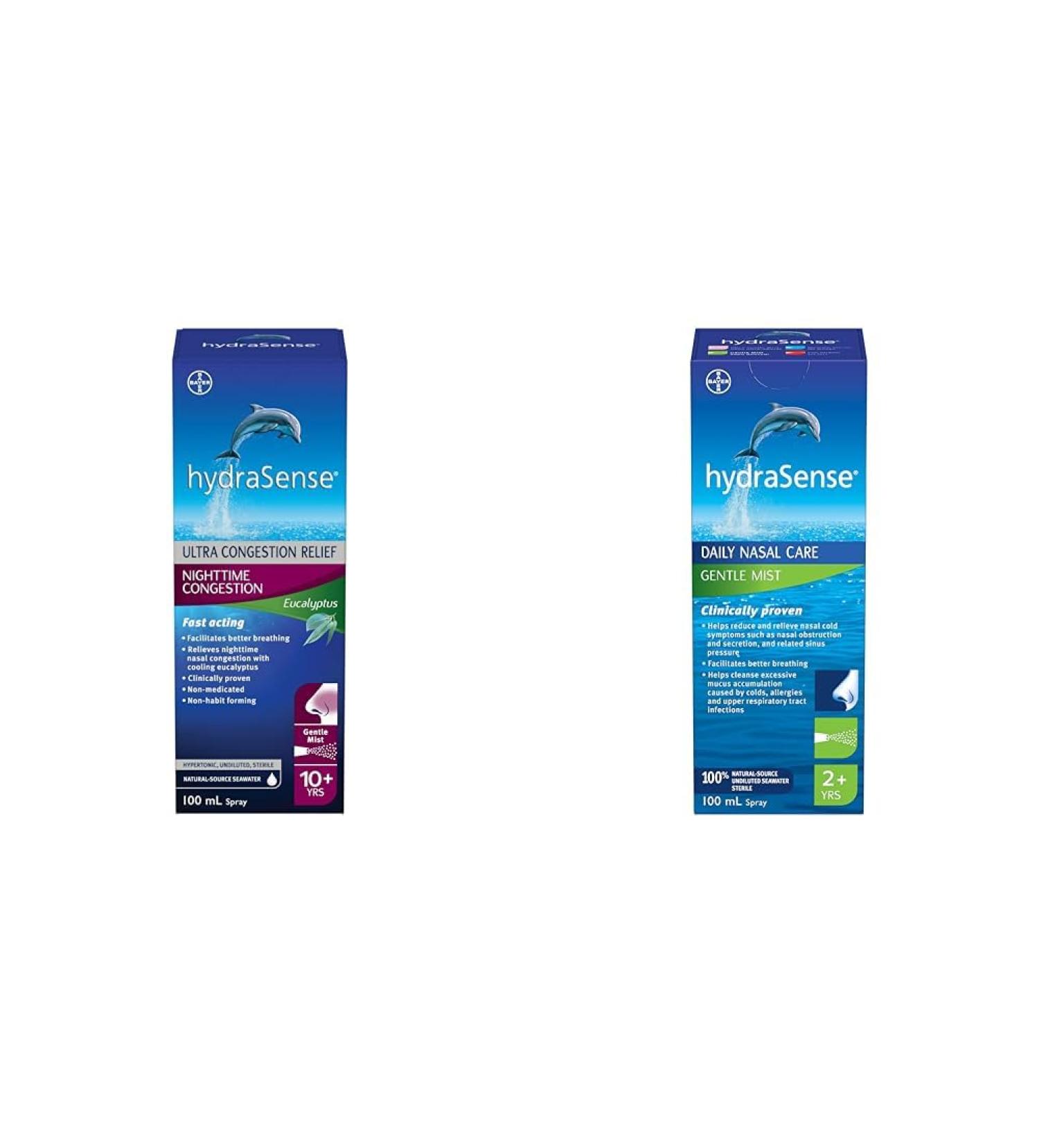 HydraSense Eucalyptus Nasal Spray Specialty Nasal Care With Refreshing Eucalyptus and Mint 100 mL & Gentle Mist Nasal Spray Daily Nasal Care 100% Natural Source Seawater Preservative-Free 100mL - Buy Online on SooperMarket.com