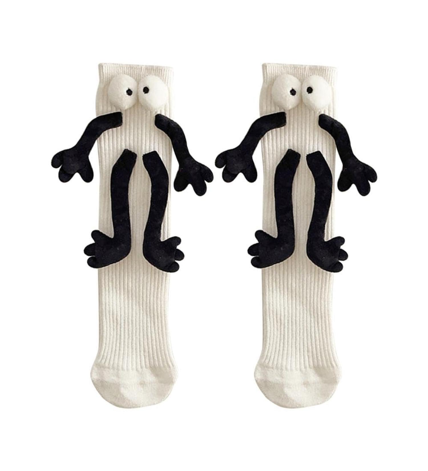 3D Funny Magnetic Suction Couple Socks - Novelty Holding Hands Design in Deep White (1 pair) | Unisex Show Off Socks - Buy Online on SooperMarket.com