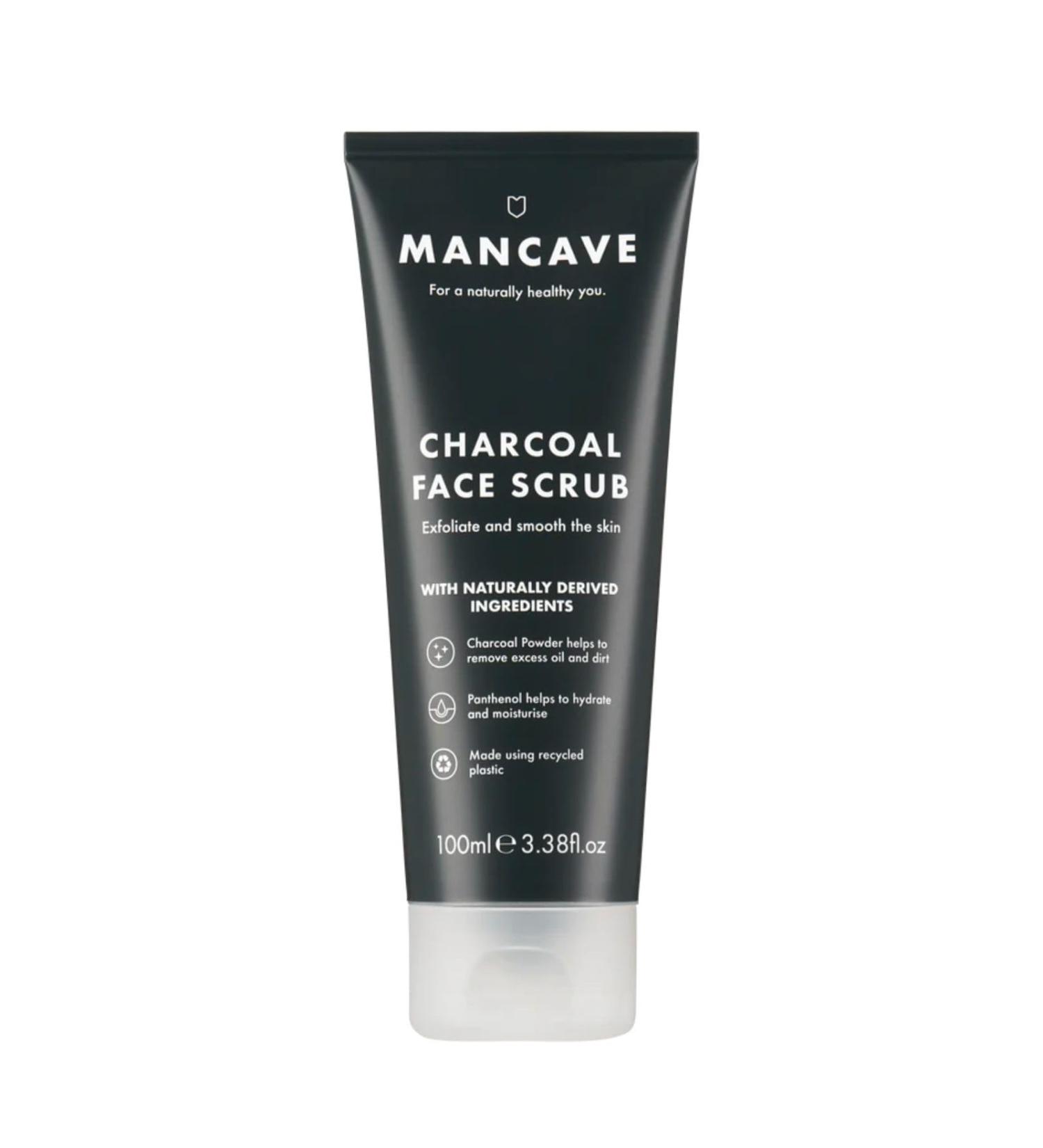 ManCave Charcoal Face Scrub 100ml - Exfoliate & Smooth Skin, Vegan & Cruelty Free, Dermatologically Tested - Made in England - Buy Online on SooperMarket.com