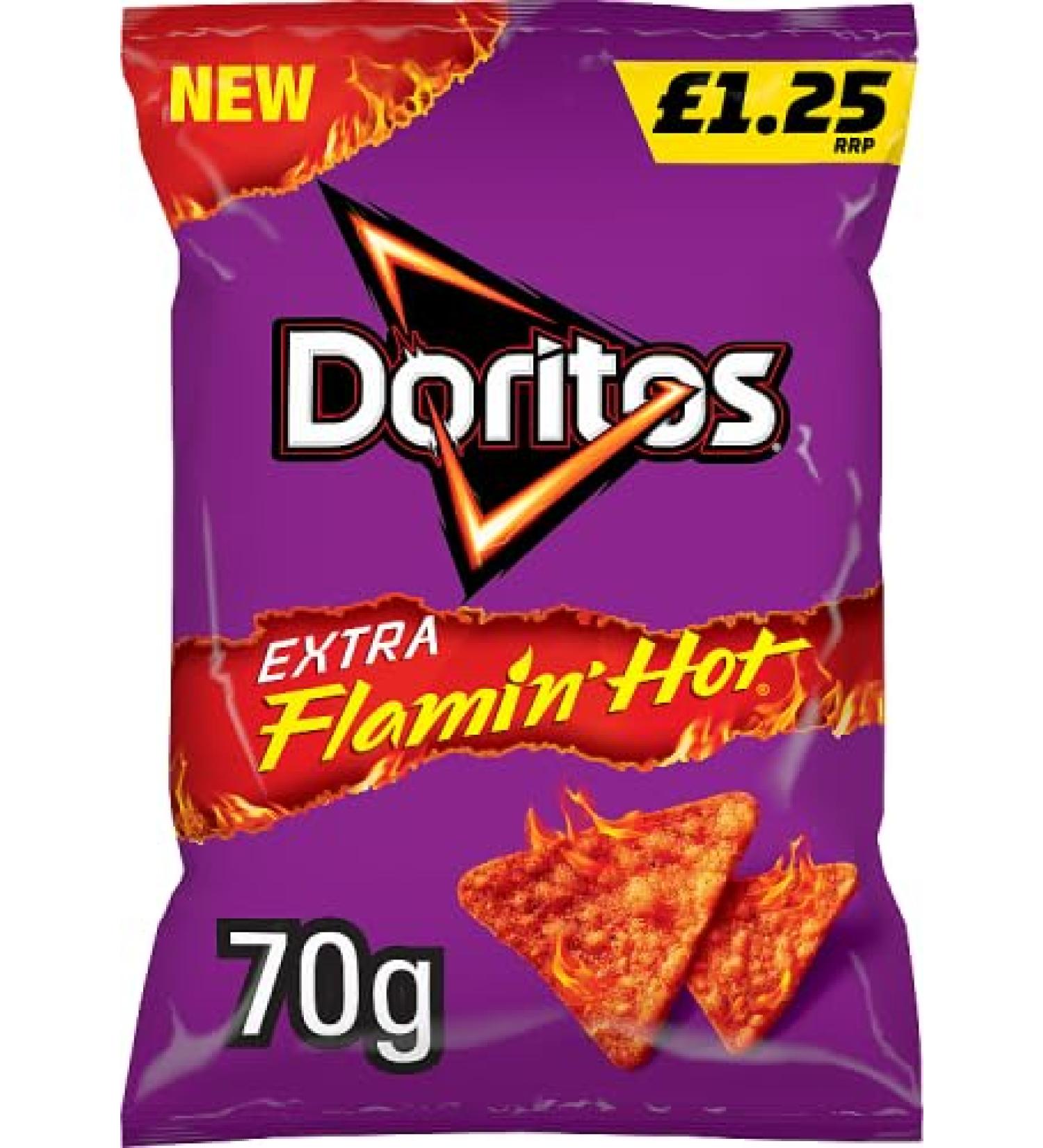 Doritos Extra Flamin' Hot Crisps Snacks 15 x 70g PMP Bags