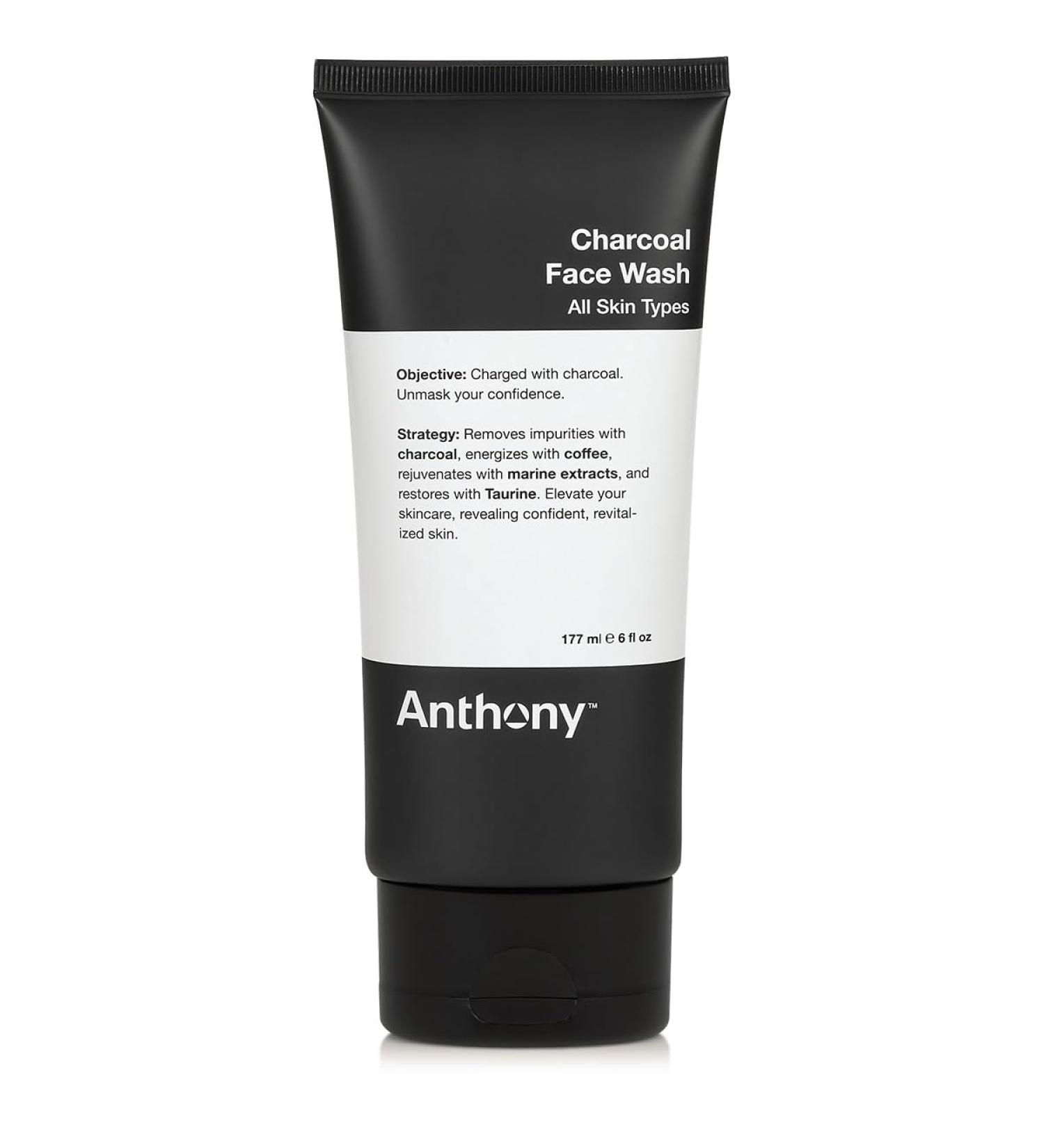 Anthony Charcoal Face Wash for Men - Detox Energize & Rejuvenate | Sulfate & Paraben-Free with Coffea Arabica & Marine Extracts | 6 Fl Oz - International Shipping Available - Buy Online on SooperMarket.com