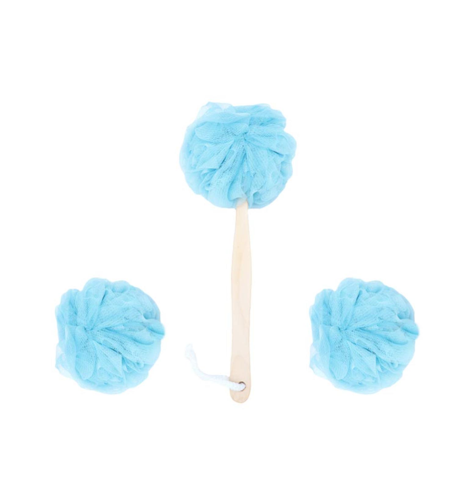 Buy Blue Shower Bath Balls - Soft Solid Color Bath Sponge for Relaxing Bath Time - Buy Online on SooperMarket.com