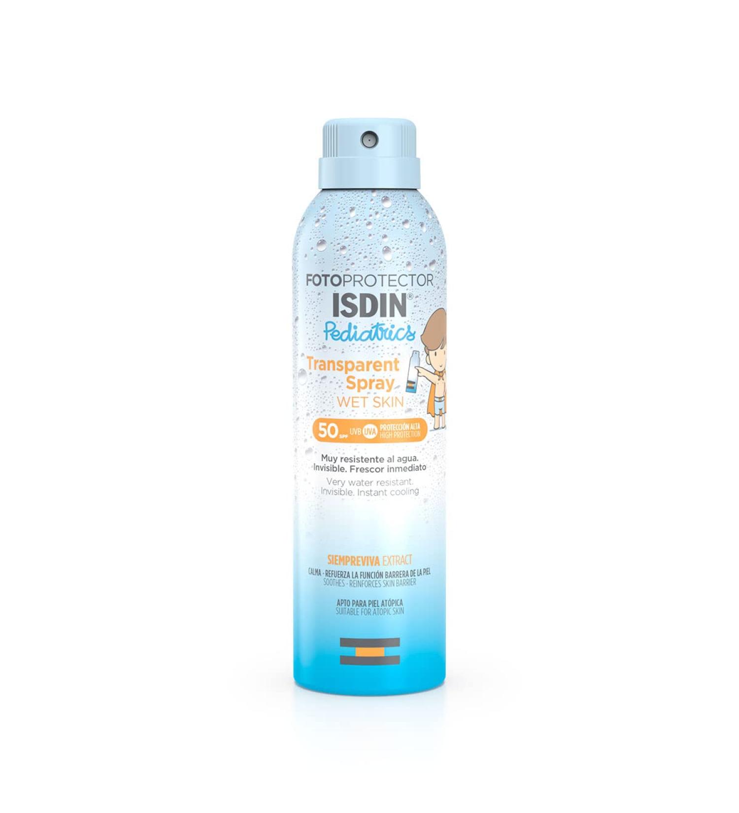 ISDIN Wet Skin Pediatrics Sunscreen Transparent Spray (250ml) | suitable for children from 3 years old onwards | High UVB UVA protection - Buy Online on SooperMarket.com