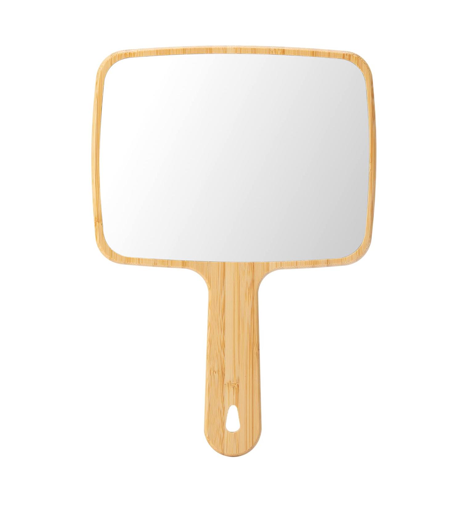 YEAKE Natural Bamboo Hand Mirror - Portable Travel Vanity Mirror for Men & Women - Single-Sided, Medium Size 6.9 x 9.9 - Buy Online on SooperMarket.com