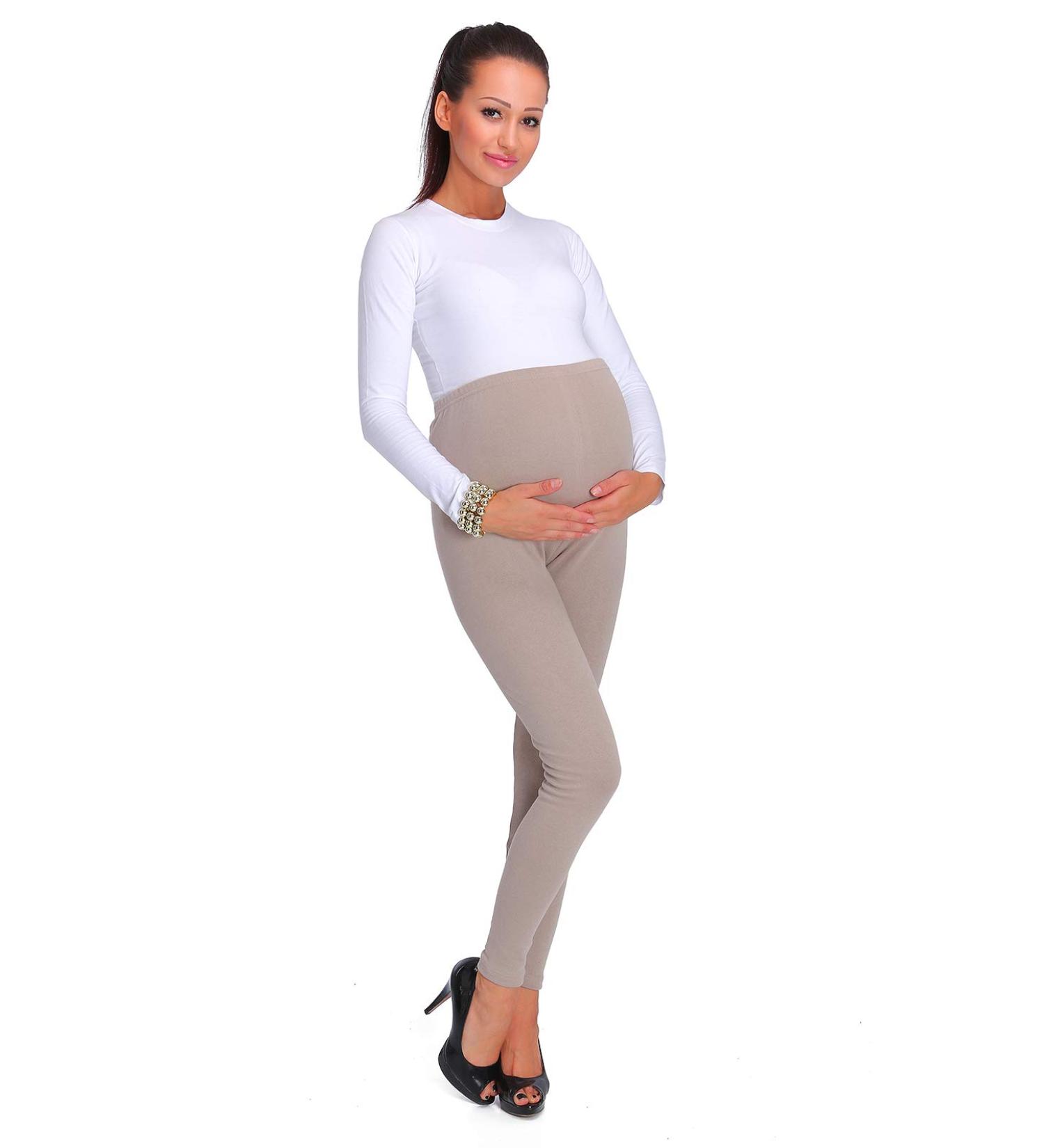 SOFTSAIL Womens Maternity Leggings Thick Cotton Pregnancy Fleece Pants PREG28 20 Beige