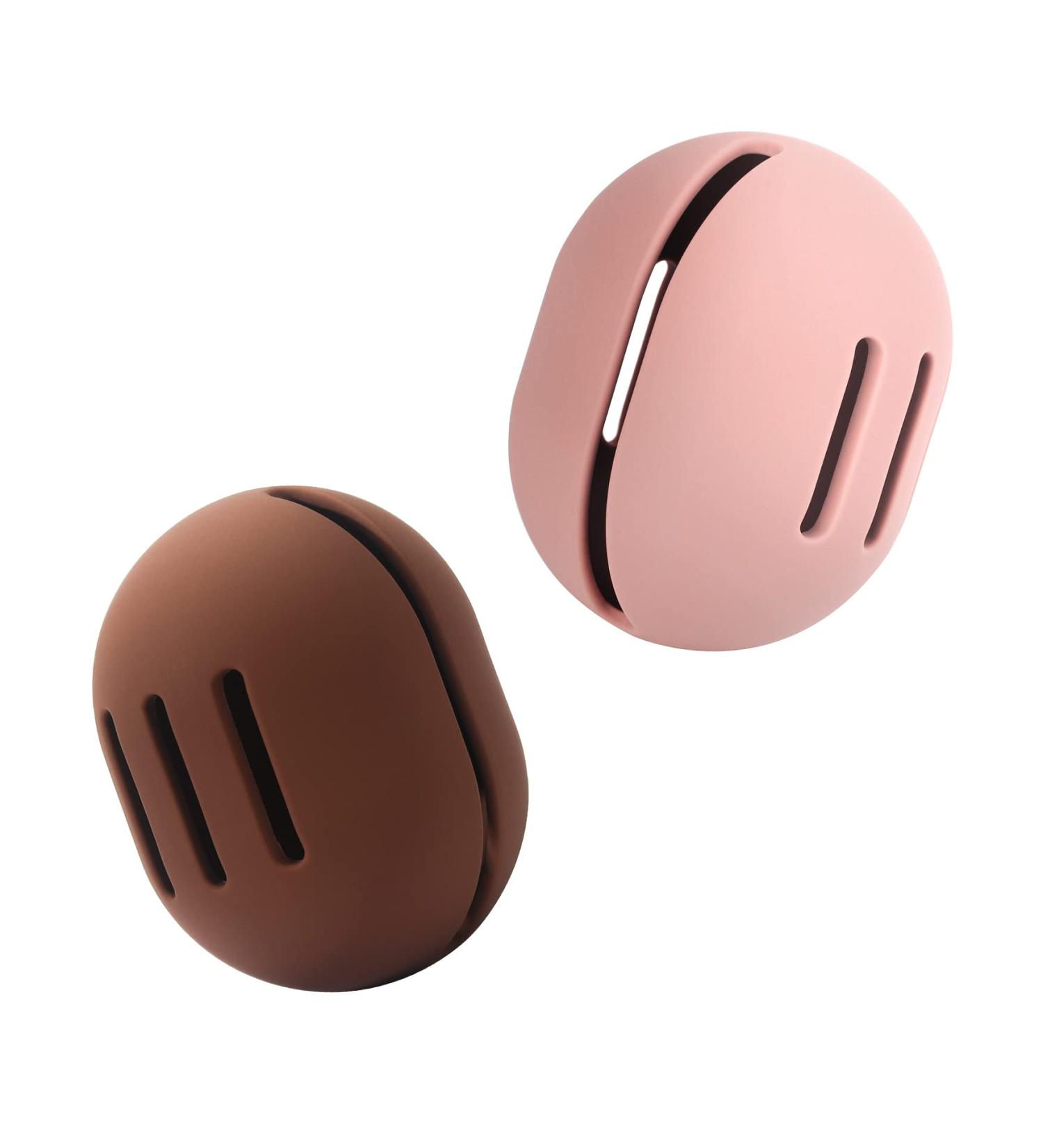 FERYES 2 PCS Makeup Sponge Holder - Silicone Beauty Blender Case for Travel - Pink & Brown - Ideal for International Shipping - Buy Online on SooperMarket.com