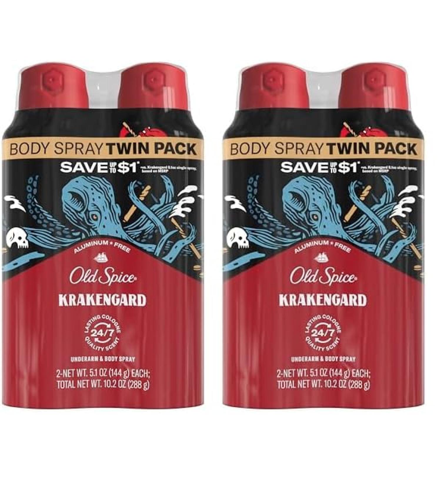 Old Spice Aluminum Free Body Spray for Men Krakengard 5.1 Oz (Pack of 4) 5.1 Ounce (Pack of 4) - Buy Online on SooperMarket.com