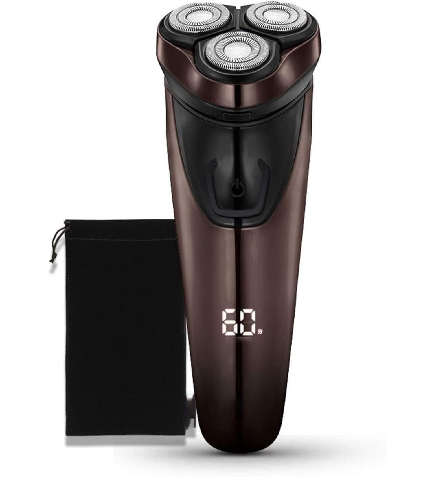 Buy Waterproof Electric Shavers for Men | Cordless USB Rechargeable Rotary Razors - Silver & Brown - Buy Online on SooperMarket.com