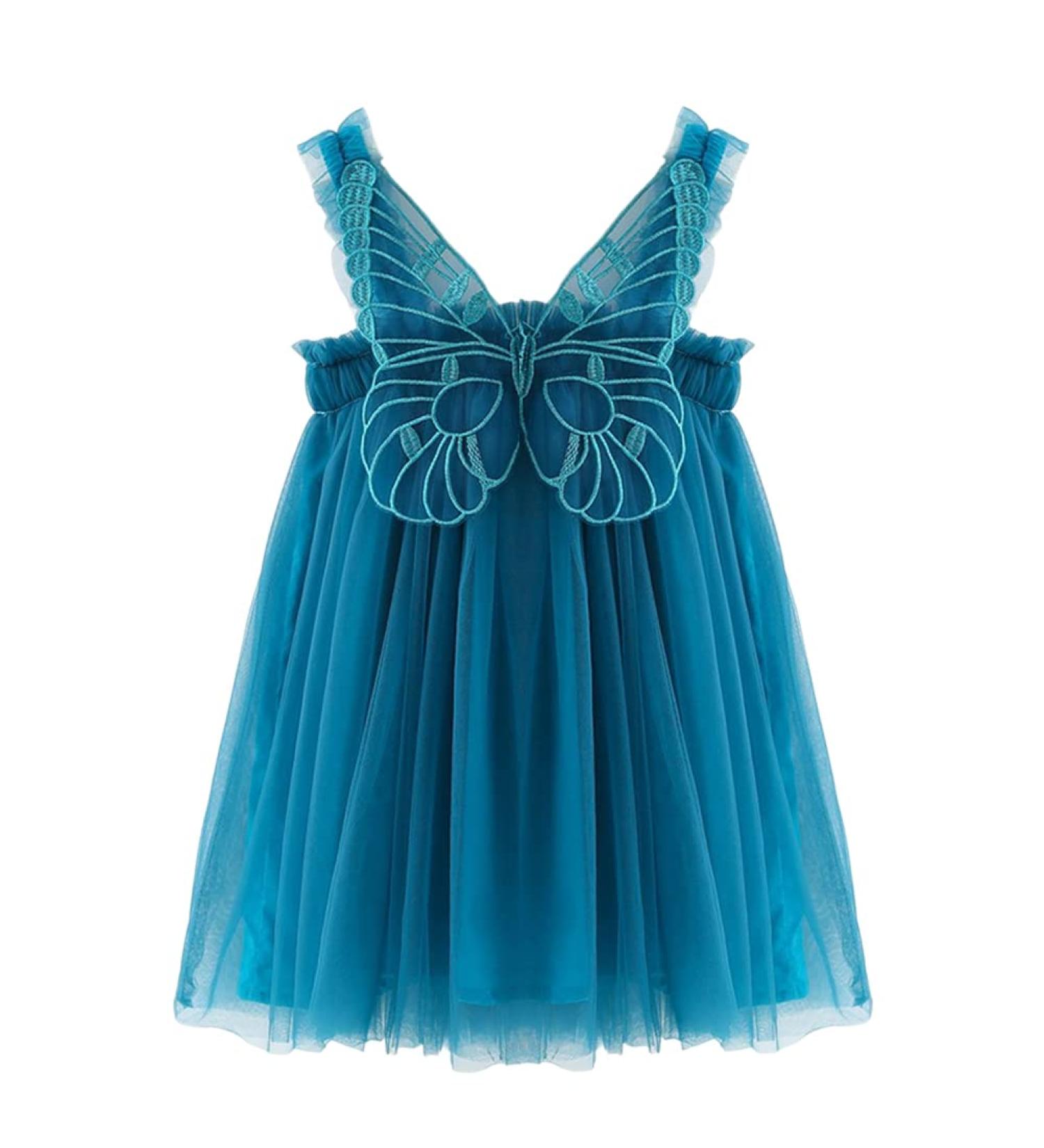 Baby Girl Tulle Princess Dress with Butterfly Wings | 0-4 Years | Peacock Blue - Buy Online on SooperMarket.com