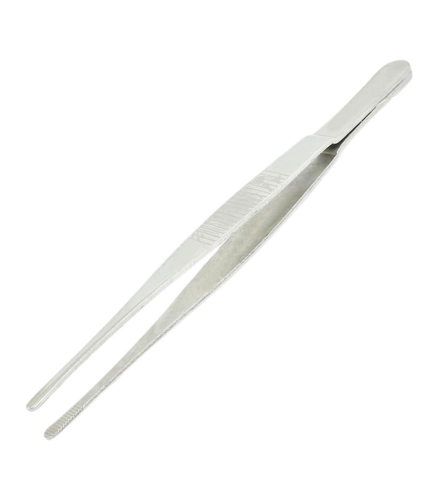 Huusuei 5.5" Silver Tone Stainless Steel Round Tip Tweezers