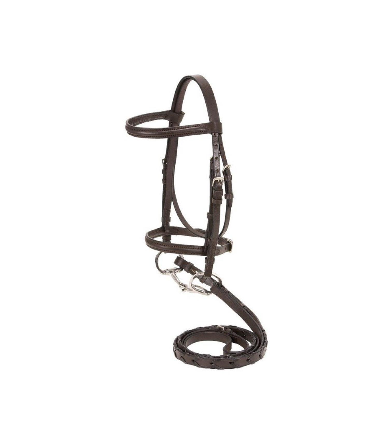 Tough-1 Mini Raised Snaffle Bridle with Reins Brown
