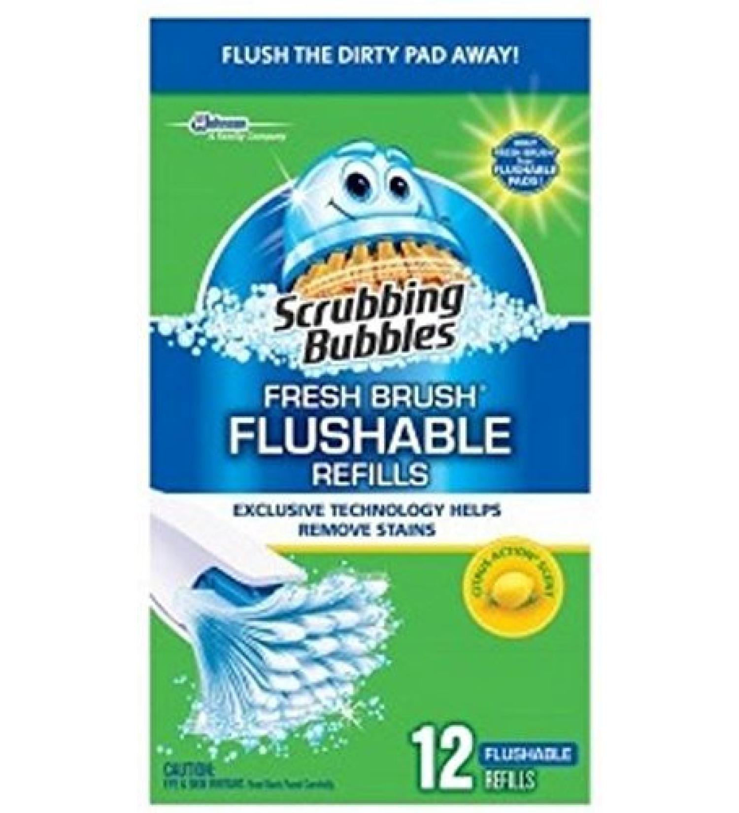 4 Pack-scrubbing Bubbles Fresh Brush Flushable Refills 12 Count Each
