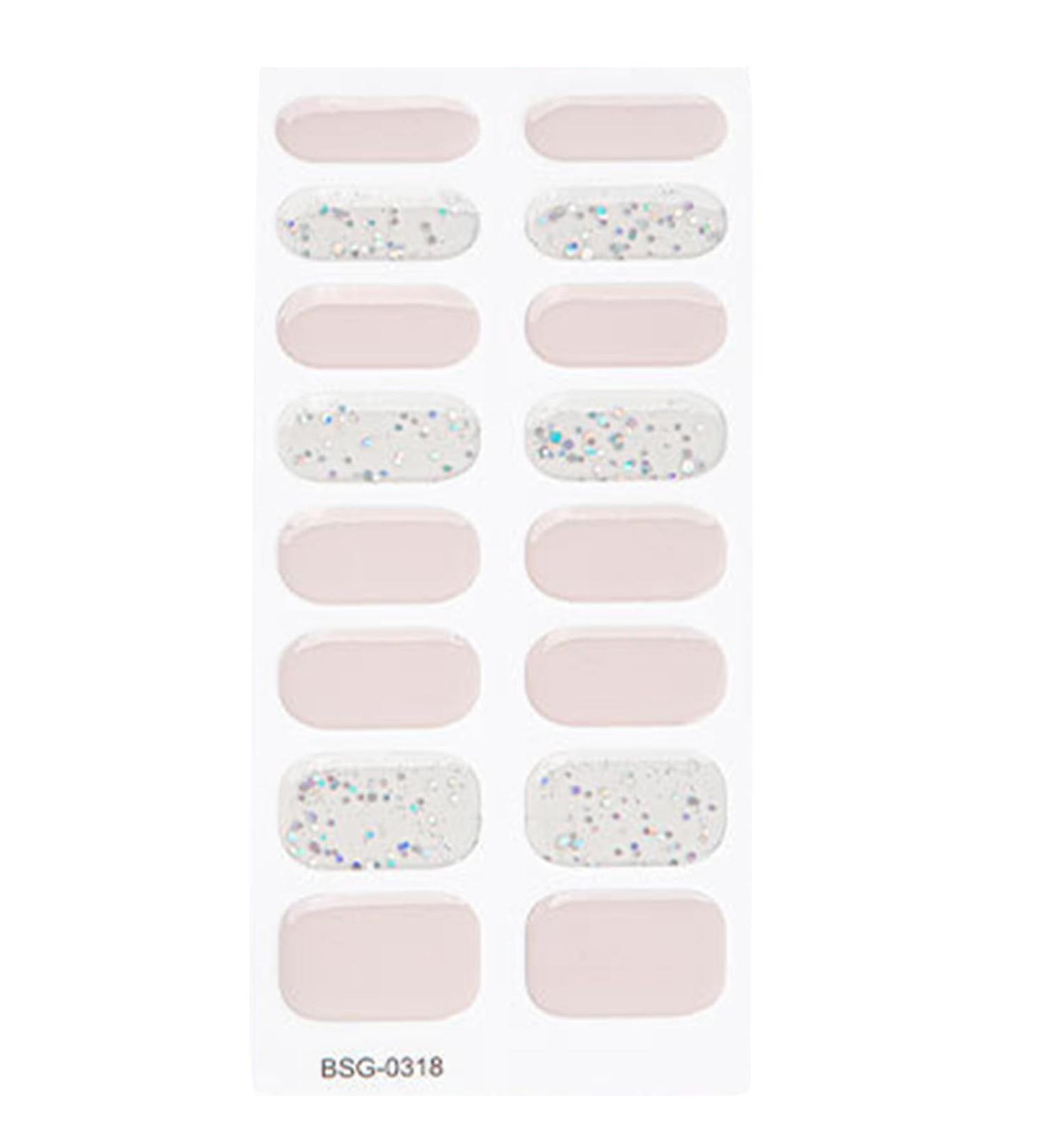 Semi Cured Gel Nail Polish Strips Adhesive Gel Nail Art Stickers Lasting Glitter Gel Nail Wraps Sticker with Nail File Semi Cured Gel Nail Stickers for Toes White with Uv Light Bsg0318 - Buy Online on SooperMarket.com