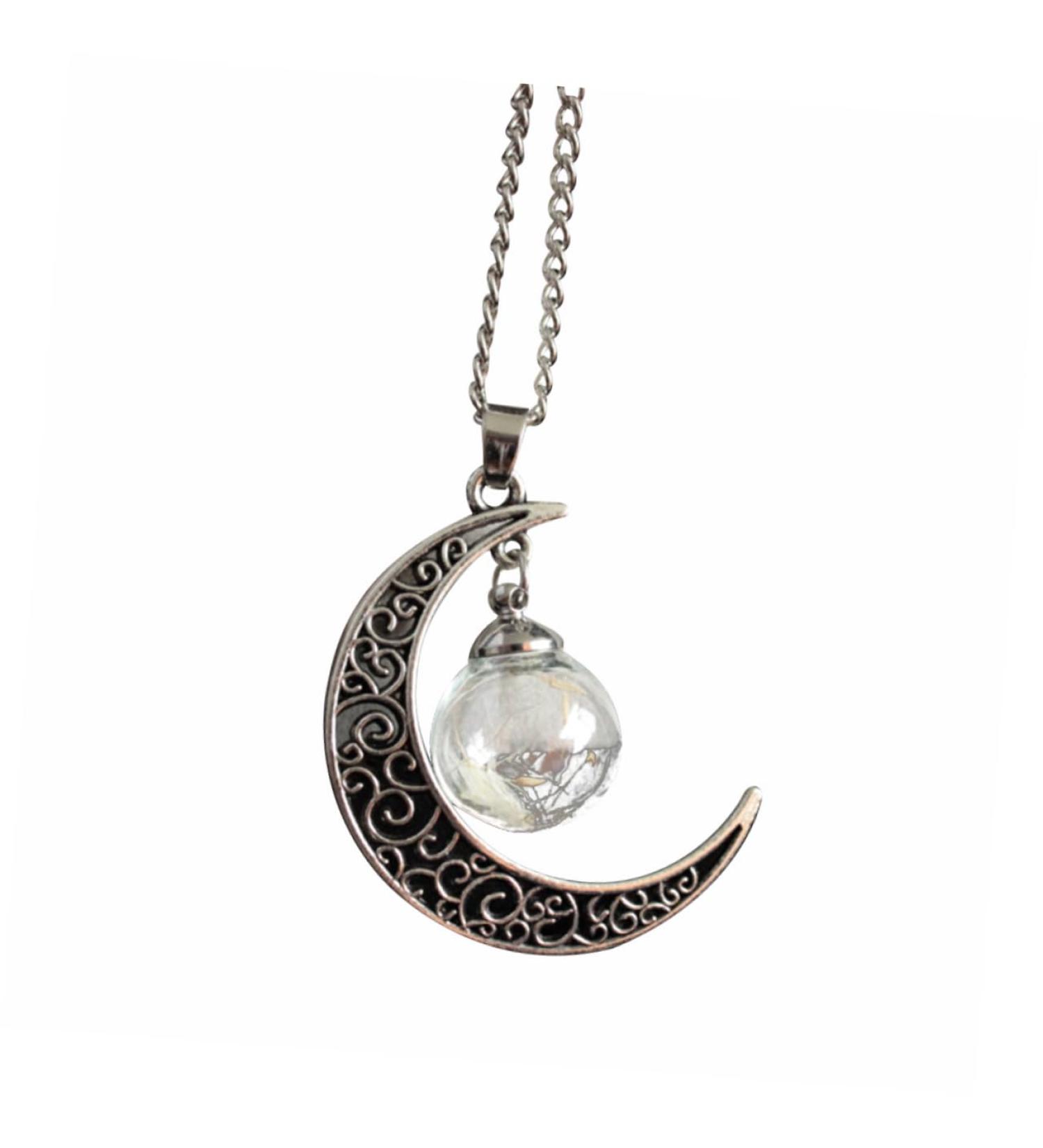 FOYTOKI Necklaces Women Chain Moon Necklace Women Necklace Dandelion Necklace Miss Jewelry Dried Flowers - Buy Online on SooperMarket.com