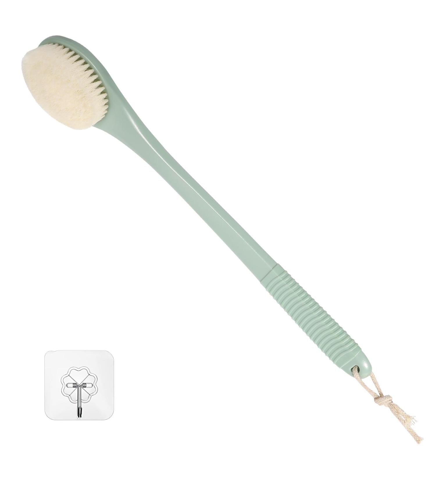Long Handle Exfoliating Back Shower Brush - Dark Green Body Scrubber - Buy Online on SooperMarket.com