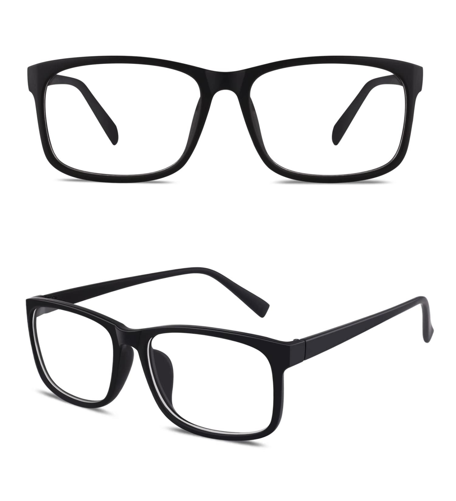GQUEEN Large Frame Horn Glasses for Men & Women | UV400 Non-Prescription Nerd Glasses in Matt Black - Buy Online on SooperMarket.com