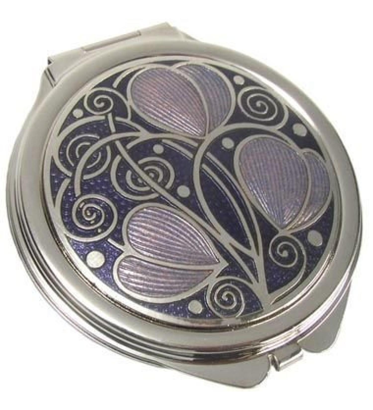 Compact Mirror - Rennie Mackintosh Leaves & Coils Design - Purple/Lilac