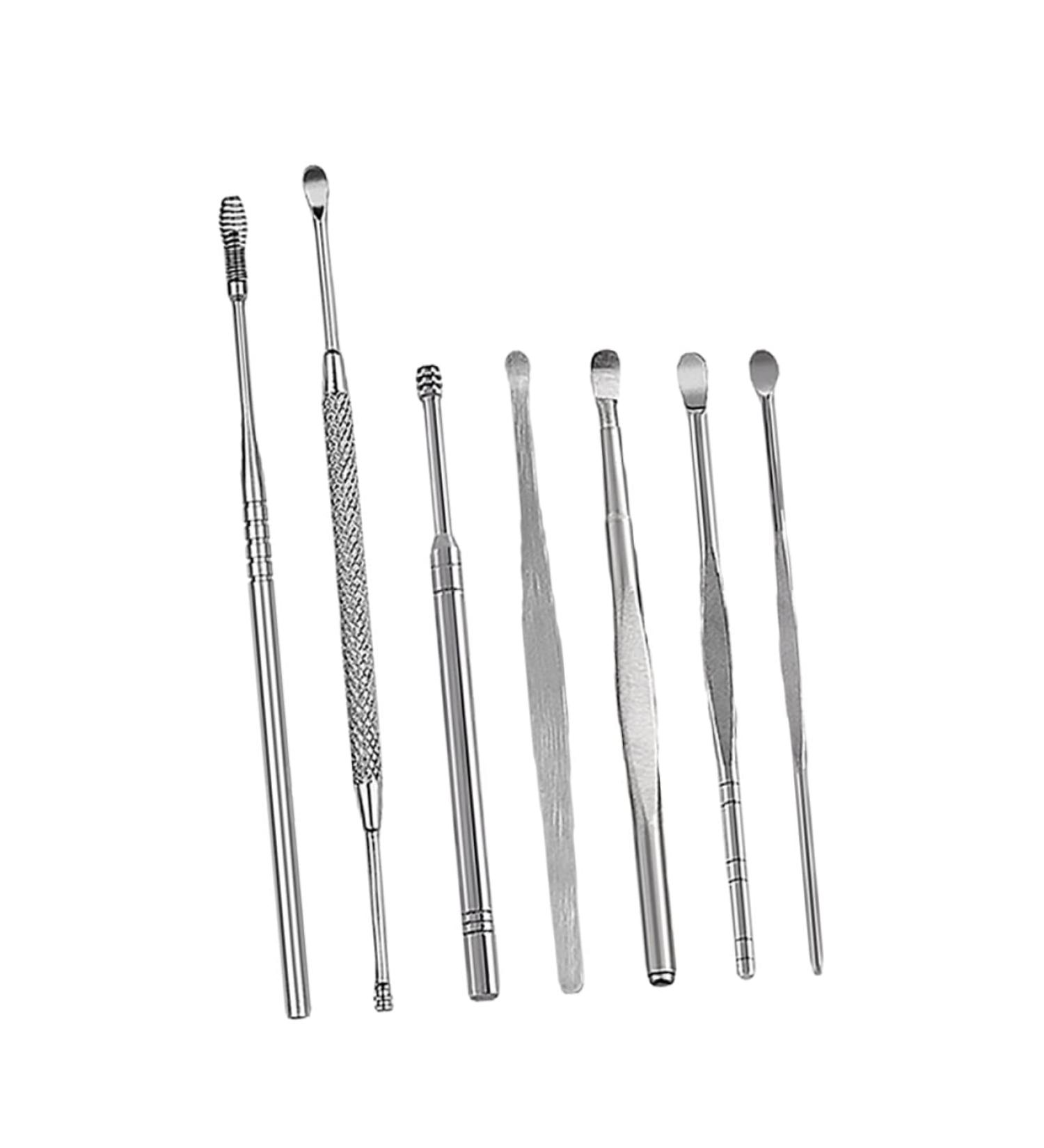 KALLORY 2 Sets 7pcs Stainless Steel Ear Cleaning Tool Set - Ear Care Nursing Spring Tool for Gentle Ear Cleaning - Cosmetic Silver - Pack of 2 - Buy Online on SooperMarket.com