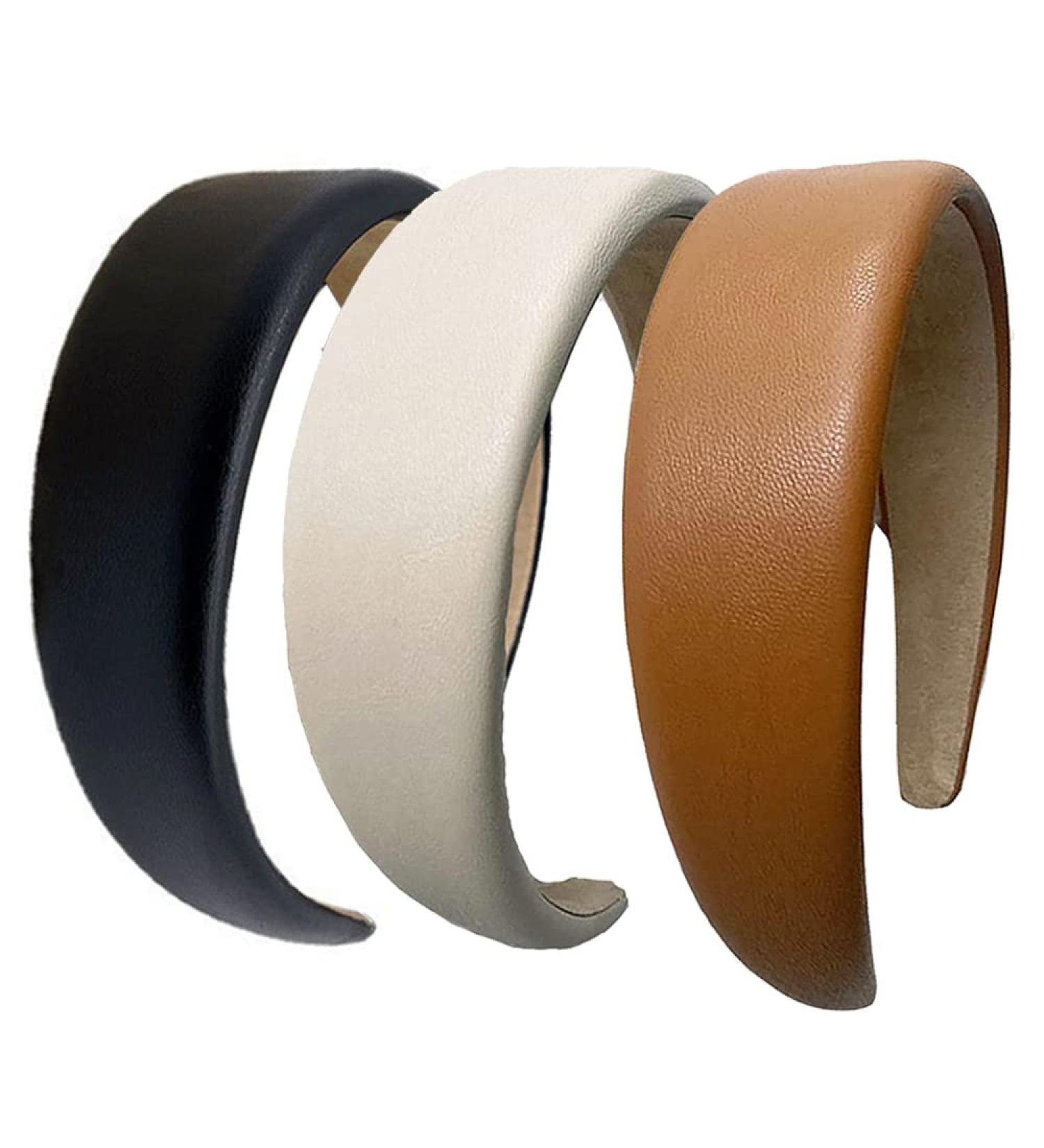 3 Pack Wide PU Padded Headbands for Women - Fashionable and Comfortable Hair Accessories - Buy Online on SooperMarket.com