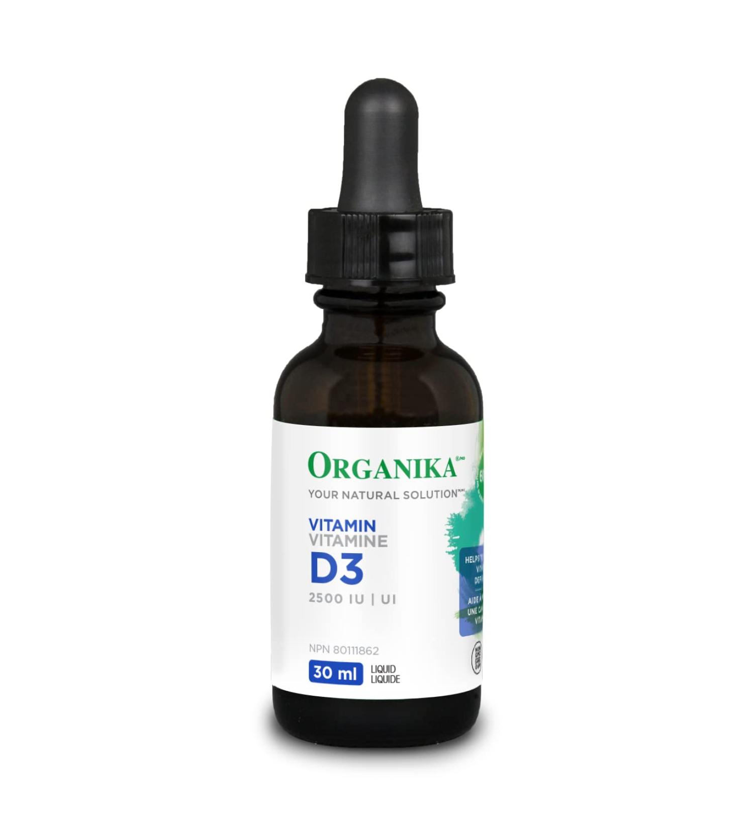 Organika Vitamin D3 Liquid 2500IU- Olive Oil Base Immune System Support- 30ml Nutritional Supplement - Buy Online on SooperMarket.com