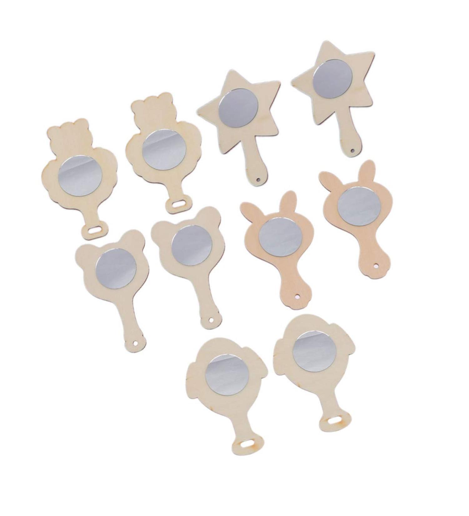 Beavorty 10pcs Crafts Mirrors Handheld Princess Mirror Toy Mini Painting Mirror Birthday Present Diy Wood Mini Mirror Late Handmade Toys Kids Puzzle Unbreakable Child Wooden - Buy Online on SooperMarket.com
