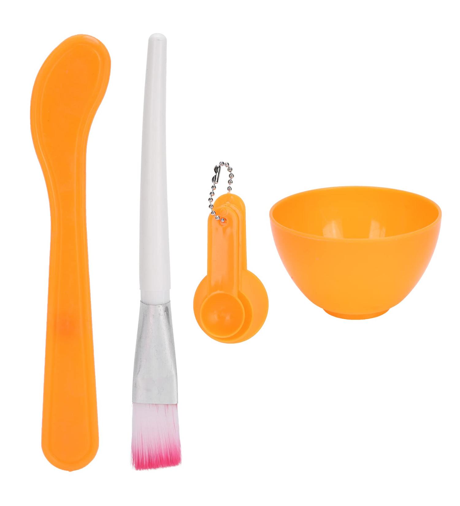 DIY Face Mask Mixing Bowl Kit Mask Brush Set Silicone with Face Mask Brush Brush Face Care Bowl Measurement Spoon Kit (Orange) - Buy Online on SooperMarket.com