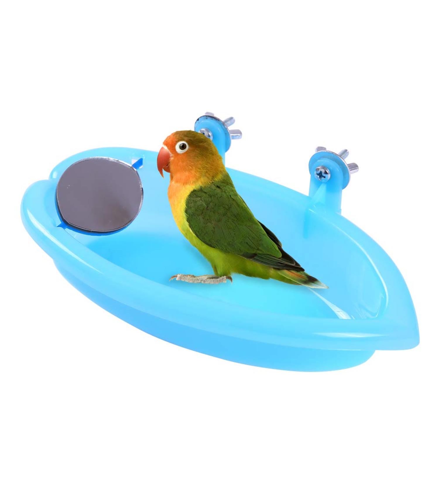 QBLEEV Bird Baths Tub with Mirror - Parrot Birdbath Shower Accessories for Small Birds and Parrots - Buy Online on SooperMarket.com