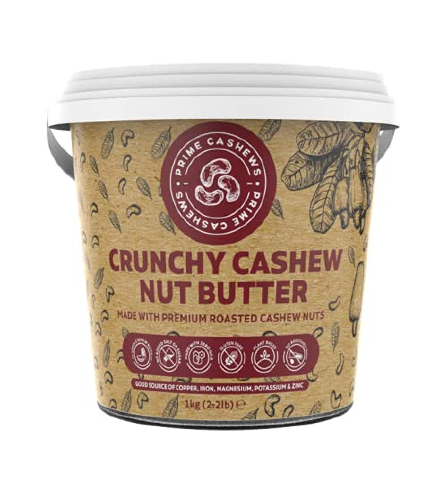 Prime Earth - Crunchy Cashew Nut Butter - 1kg - Zero Emulsifier Oil Salt or Sugar - Made With 100% Cashew Nuts - Vegan Keto & Paleo Friendly - Produced in Small Batches - Made in the UK - Buy Online on SooperMarket.com