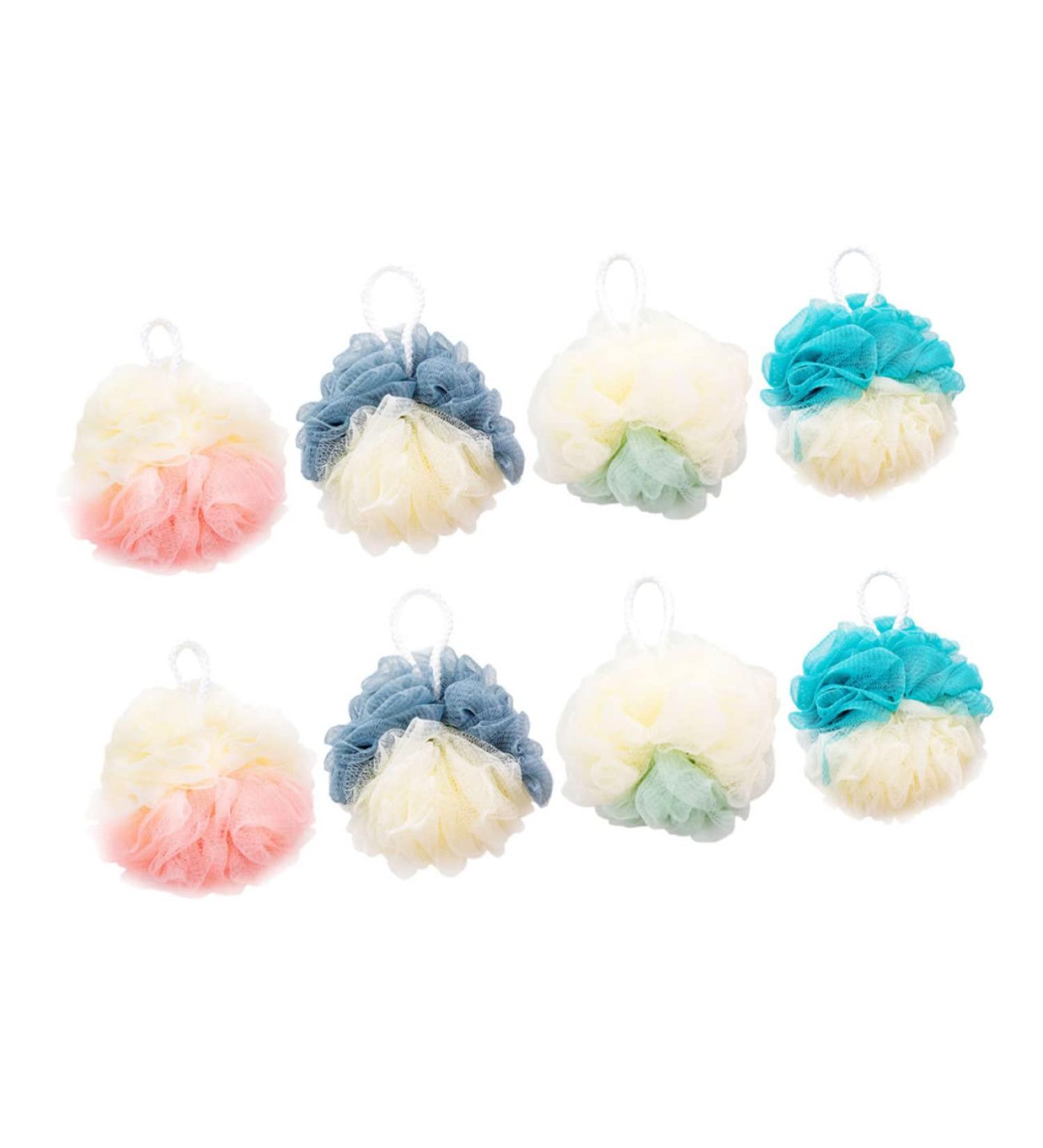 Angoily 8pcs Color Matching Bath Ball & Sponge Set | Body Scrubber Exfoliating Mitts & Shower Accessories for Men - Ideal Beauty Bath Supplies - Buy Online on SooperMarket.com