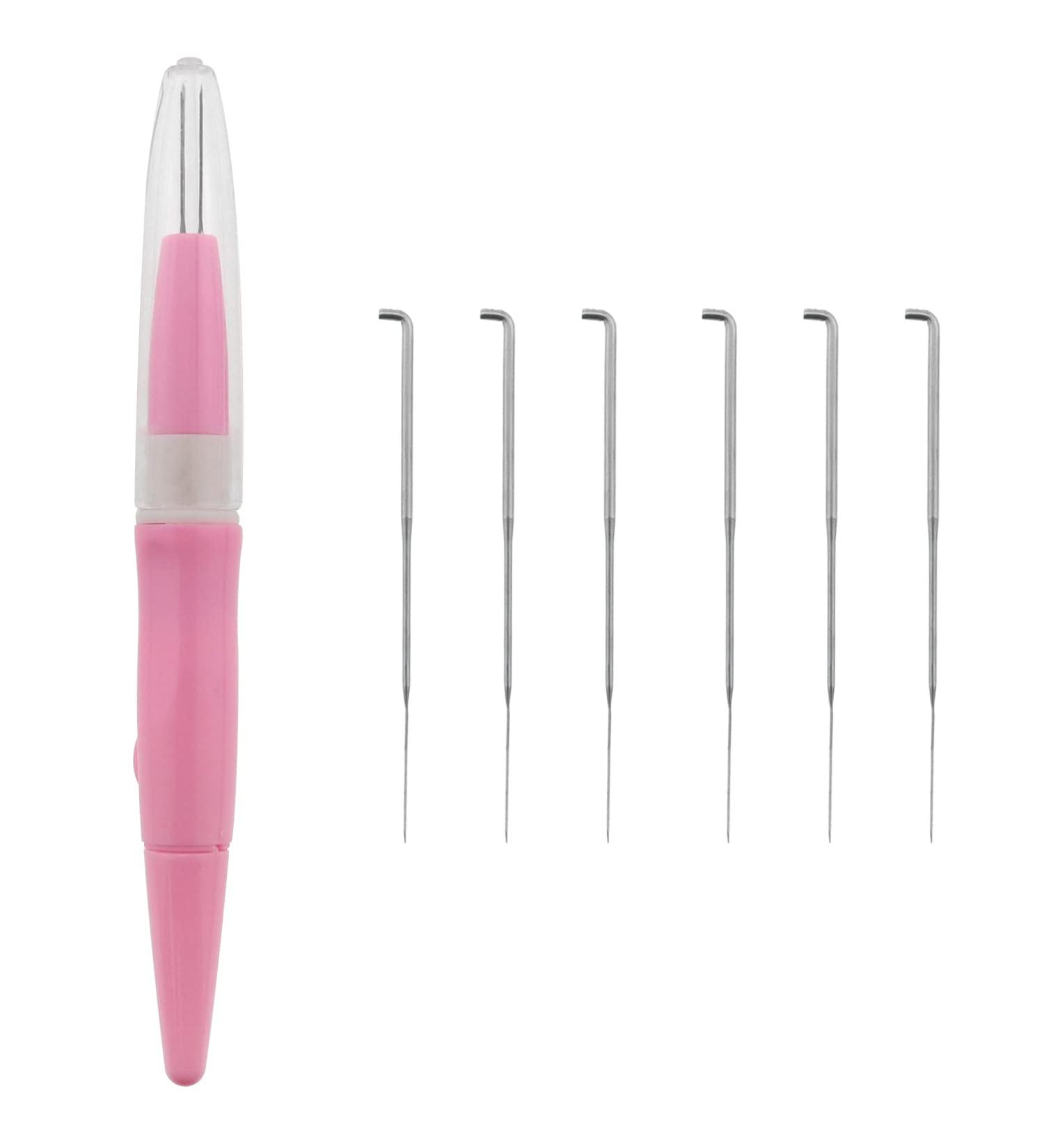 Needle Felting Pen MTQY Pink Pen Style Tool with 3 Needles | Wool Felt Poke Embroidery Punch Acupuncture Needle - Buy Online on SooperMarket.com